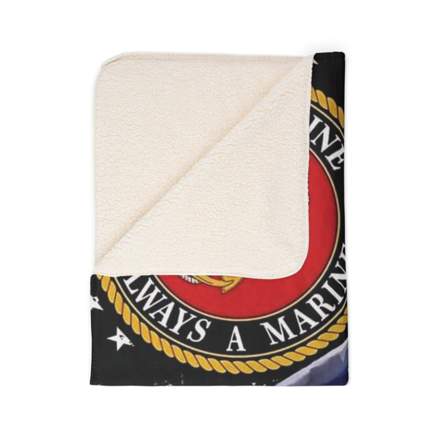 Once A Marine Always A Marine Fleece Sherpa Blanket – Patriotic USMC Throw