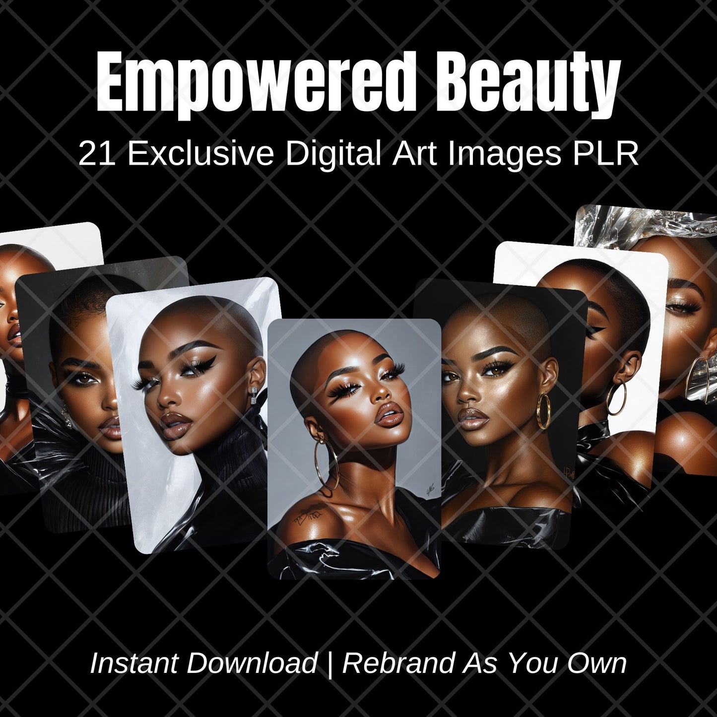 21 Melanin Muse Digital Art Images | Black Luxury PLR Branding Graphics | High Res | Stock Images| Rebrandable Content for Black Beauty Influencers