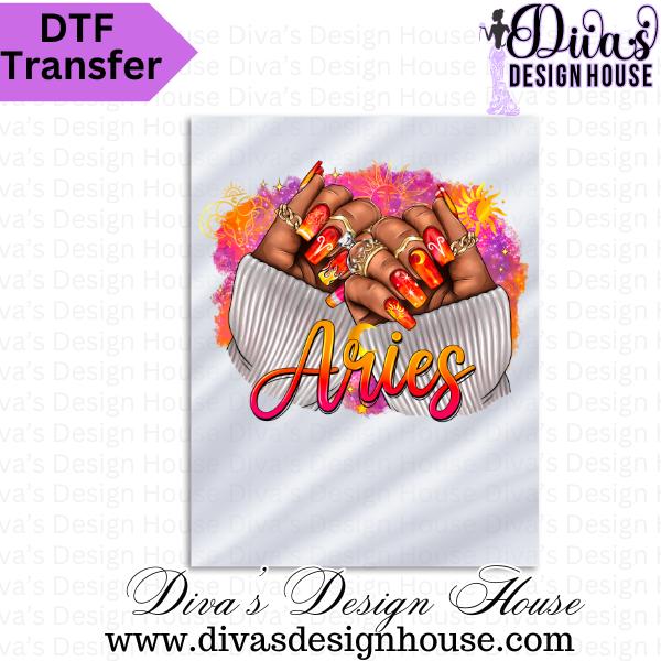 Aries Zodiac Nails Ready to Press DTF Transfers
