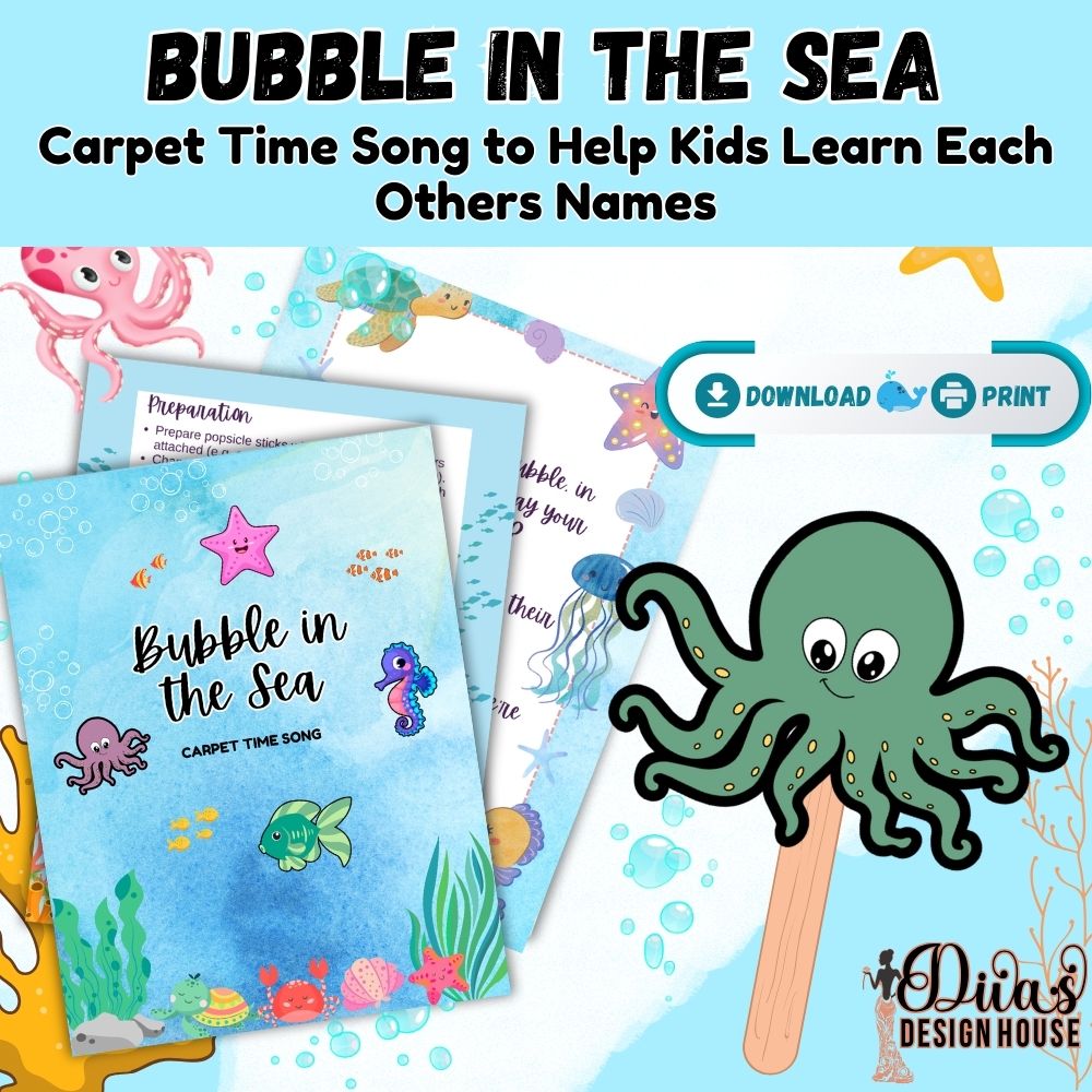 Bubbles In the Sea Teacher Bundle | PDF | Carpet Time Worksheets |Printable Carpet Time Worksheets |Classroom Resources| Preschool Bundle