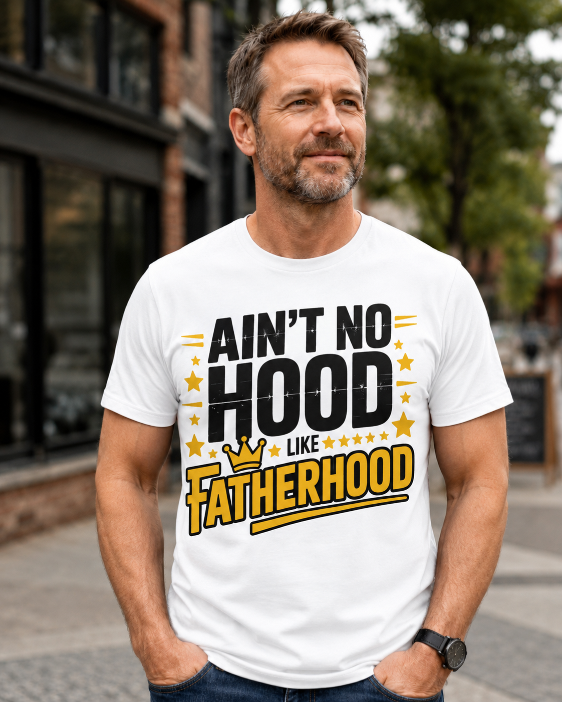 Fatherhood T-Shirt : "Ain't No Hood Like Fatherhood" Gift Tee