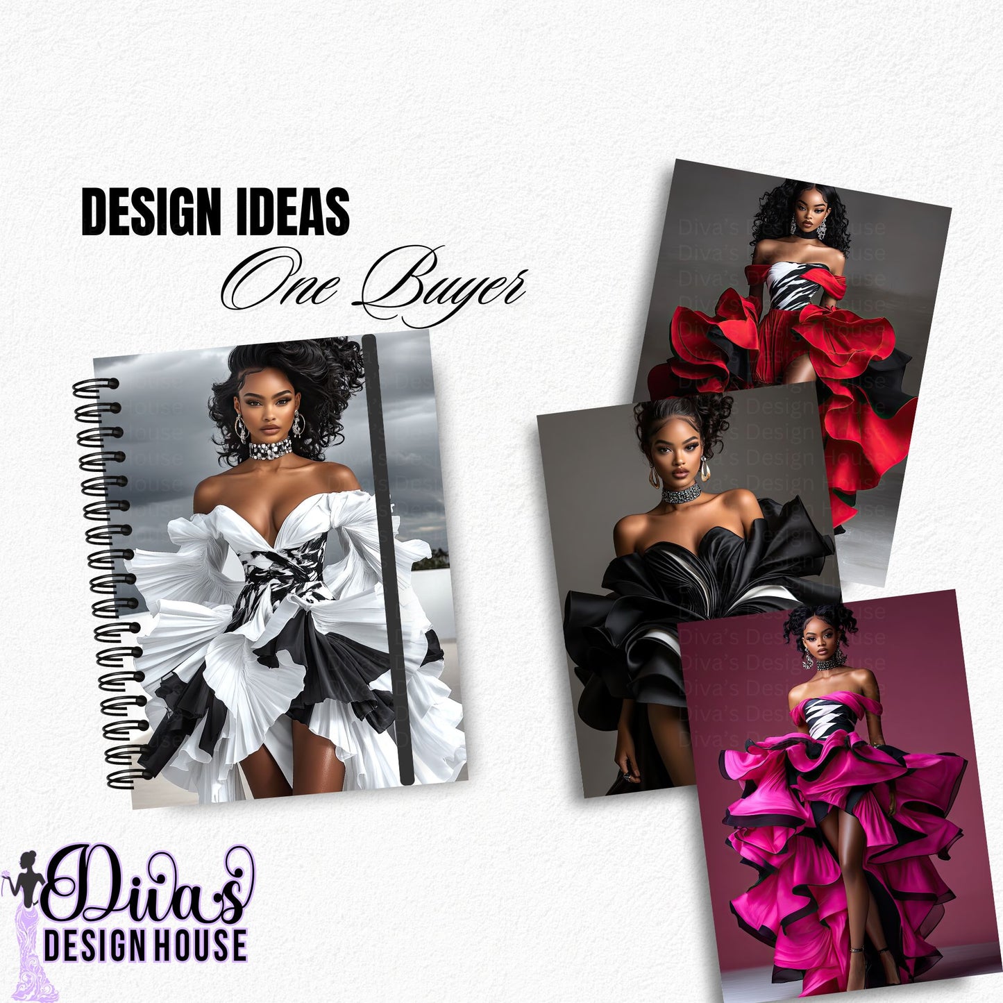 Embracing Luxury Black Woman Art Bundle | 12 High-Res Fashion Illustrations | Digital Download with PLR | Glamorous African American Clipart for Canva, T-Shirts & Affirmation Cards