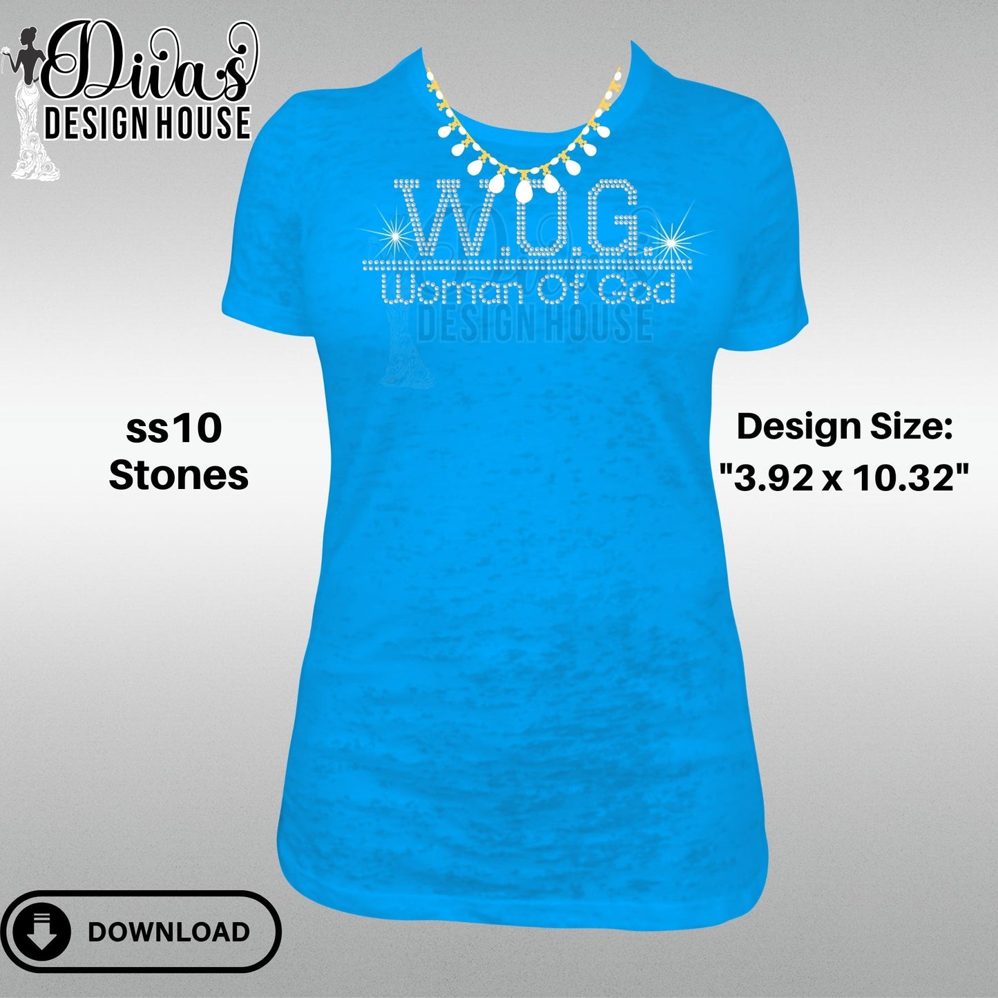 WOG (Woman of God) Pre-Cut Rhinestone Template