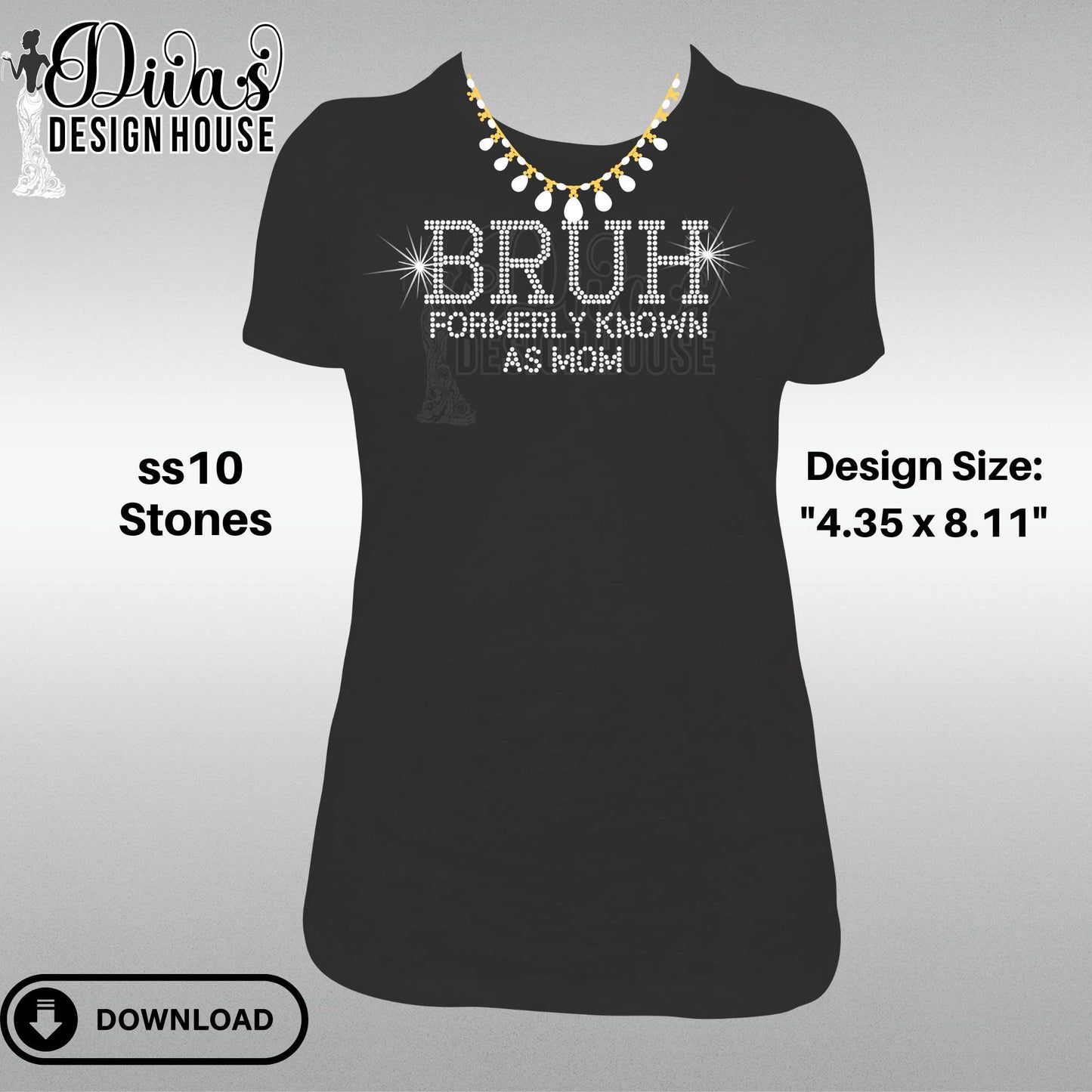 Bruh Formerly Digital Rhinestone Download | SVG | PGN | Cricut & Silhouette svg file | SS10 Rhinestone file| Mom Rhinestone Design |