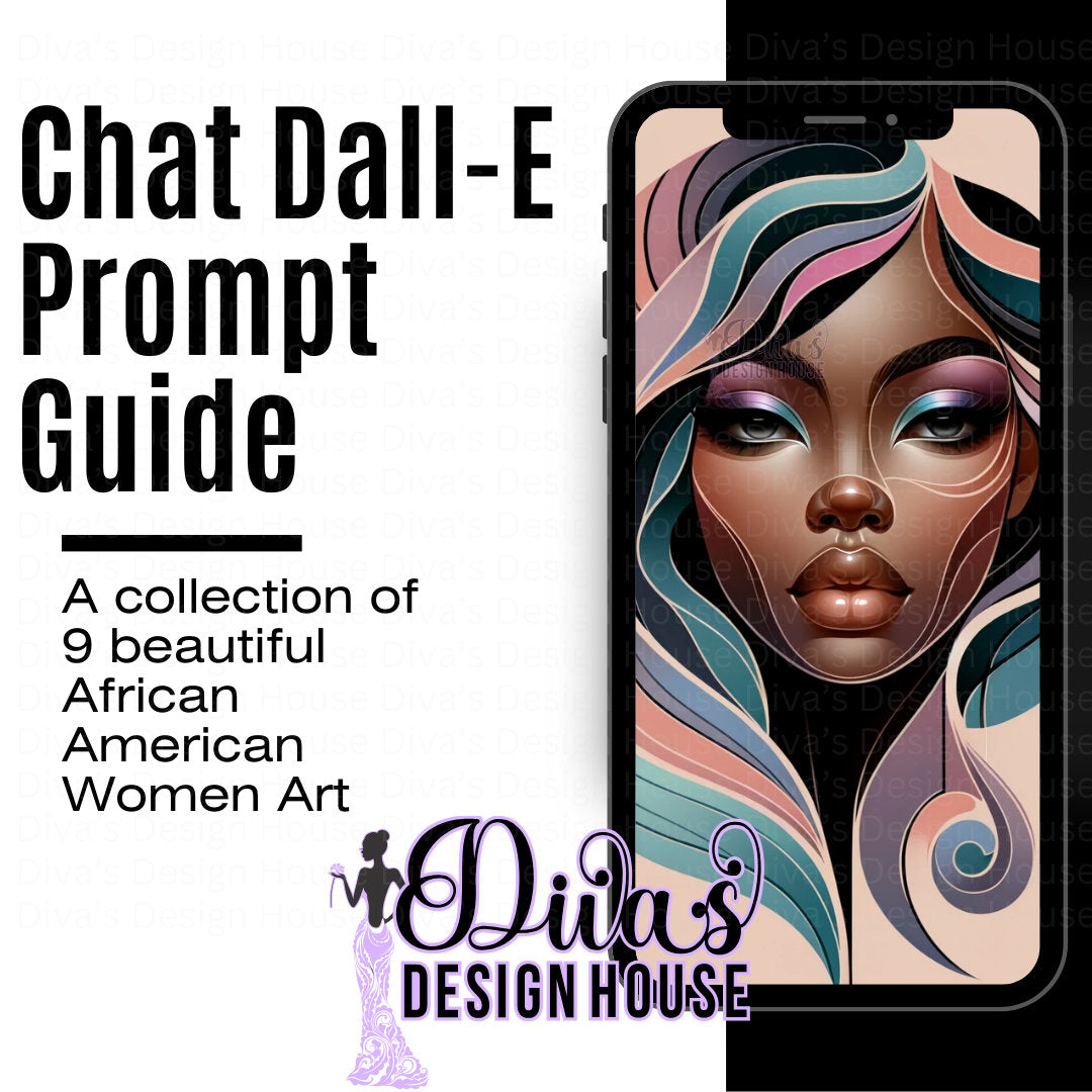 Stylized African American Female Face| DALLE3 Prompt Guide| Includes a ChatGPT Prompt to Help Your Created Unlimited Prompts|