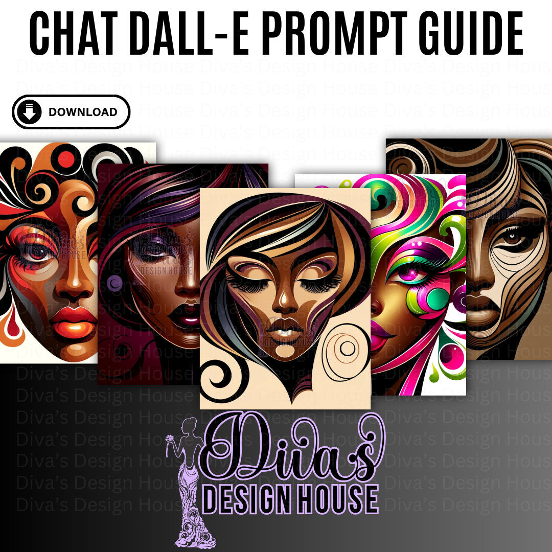 Stylized African American Female Face| DALLE3 Prompt Guide| Includes a ChatGPT Prompt to Help Your Created Unlimited Prompts|