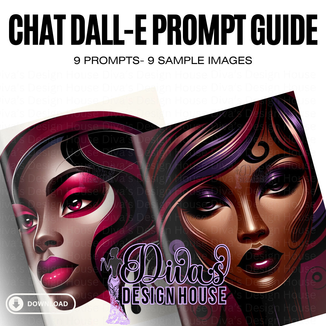 Stylized African American Female Face| DALLE3 Prompt Guide| Includes a ChatGPT Prompt to Help Your Created Unlimited Prompts|