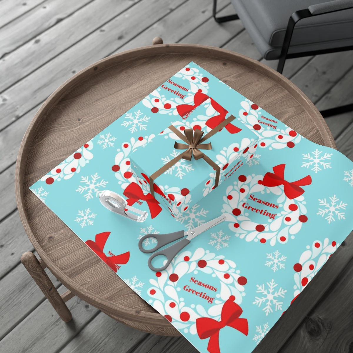 Merry Christmas Blue Wrapping Paper