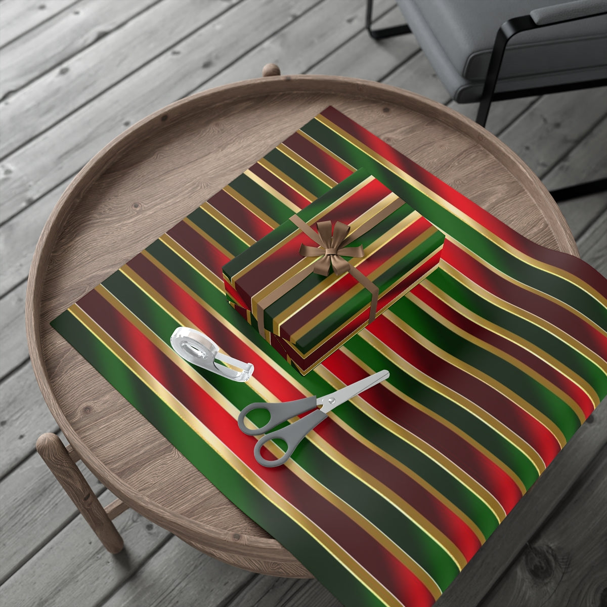 Red, Green & Gold Wrapping Paper