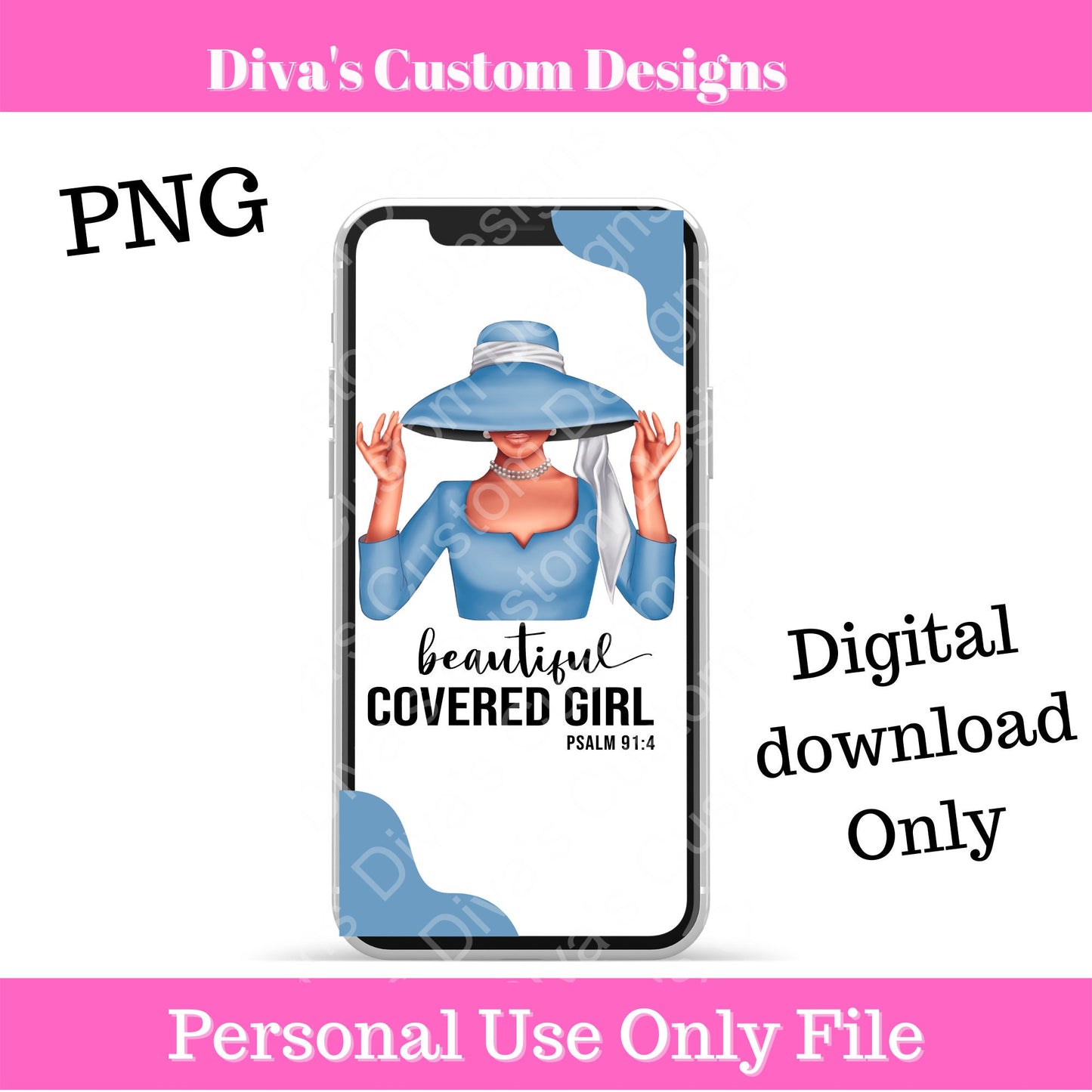 Covered Girl (Light Blue & White) IOS Wallpaper