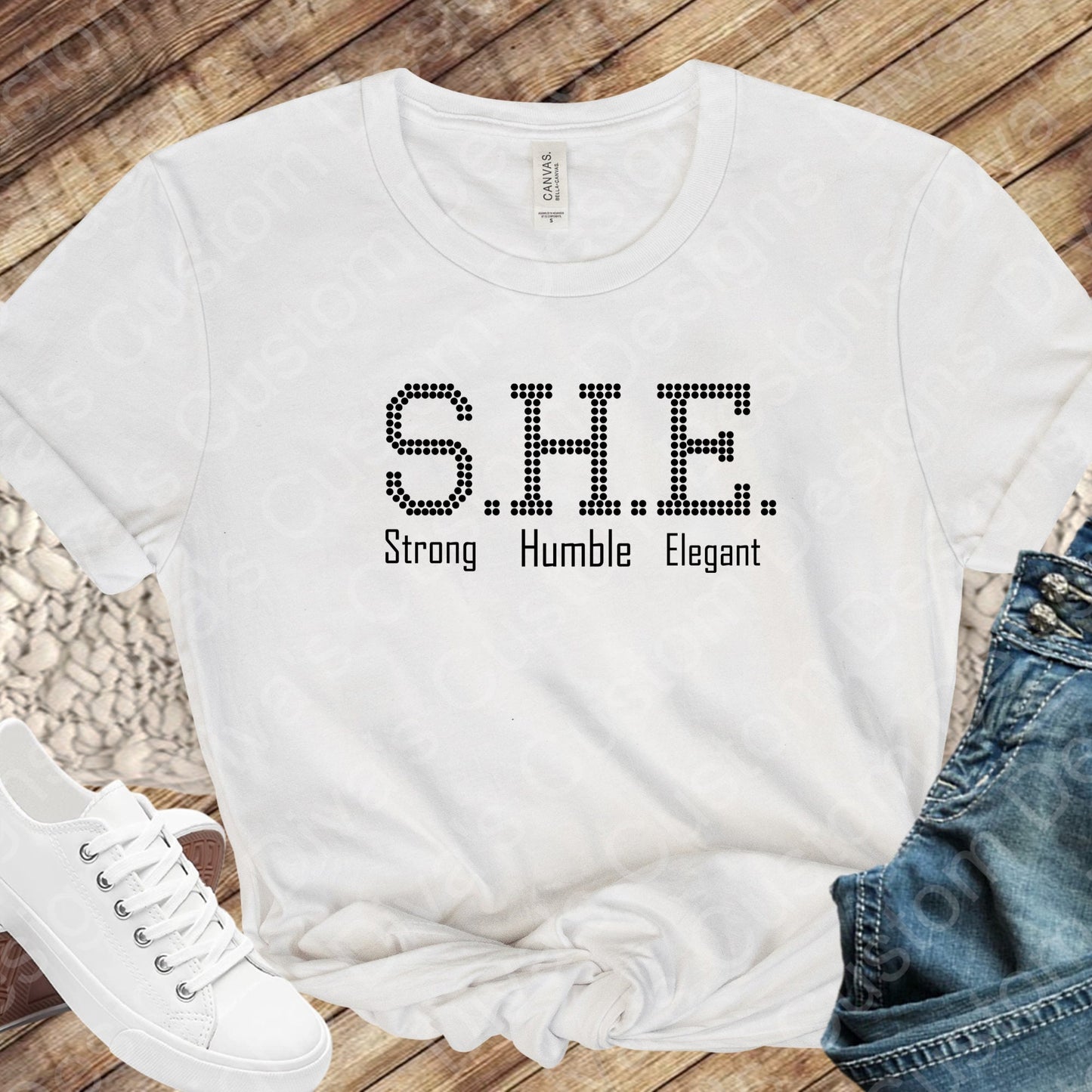 S.H.E (Strong Humble Elegant Digital Rhinestone Download SVG PGN Cricut & Silhouette svg file In