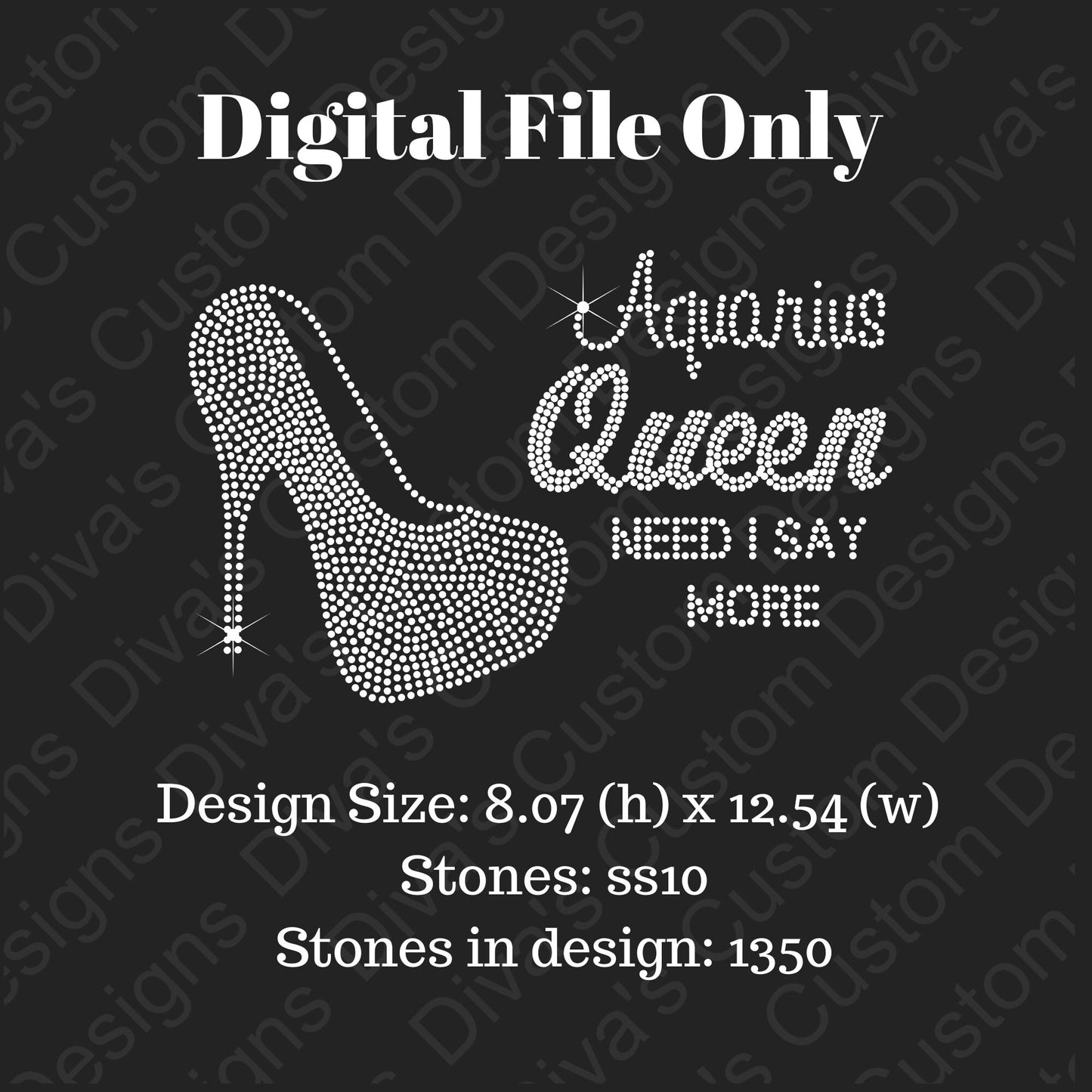 Aquarius Queen Rhinestone Digital Rhinestone Download Rhinestone Birthday File Zodiac Rhinestone File SVG PNG Cricut & Silhoette svg file
