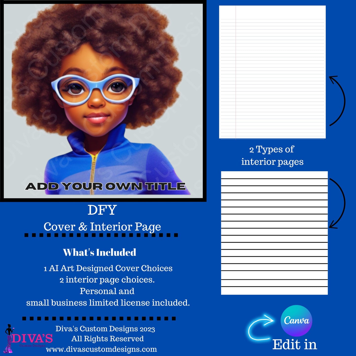 Unique DFY (Done For You)- Pre-designed Cover with Editable In Canva Interior Page. Includes Personal Small Busniess Commerical Use License