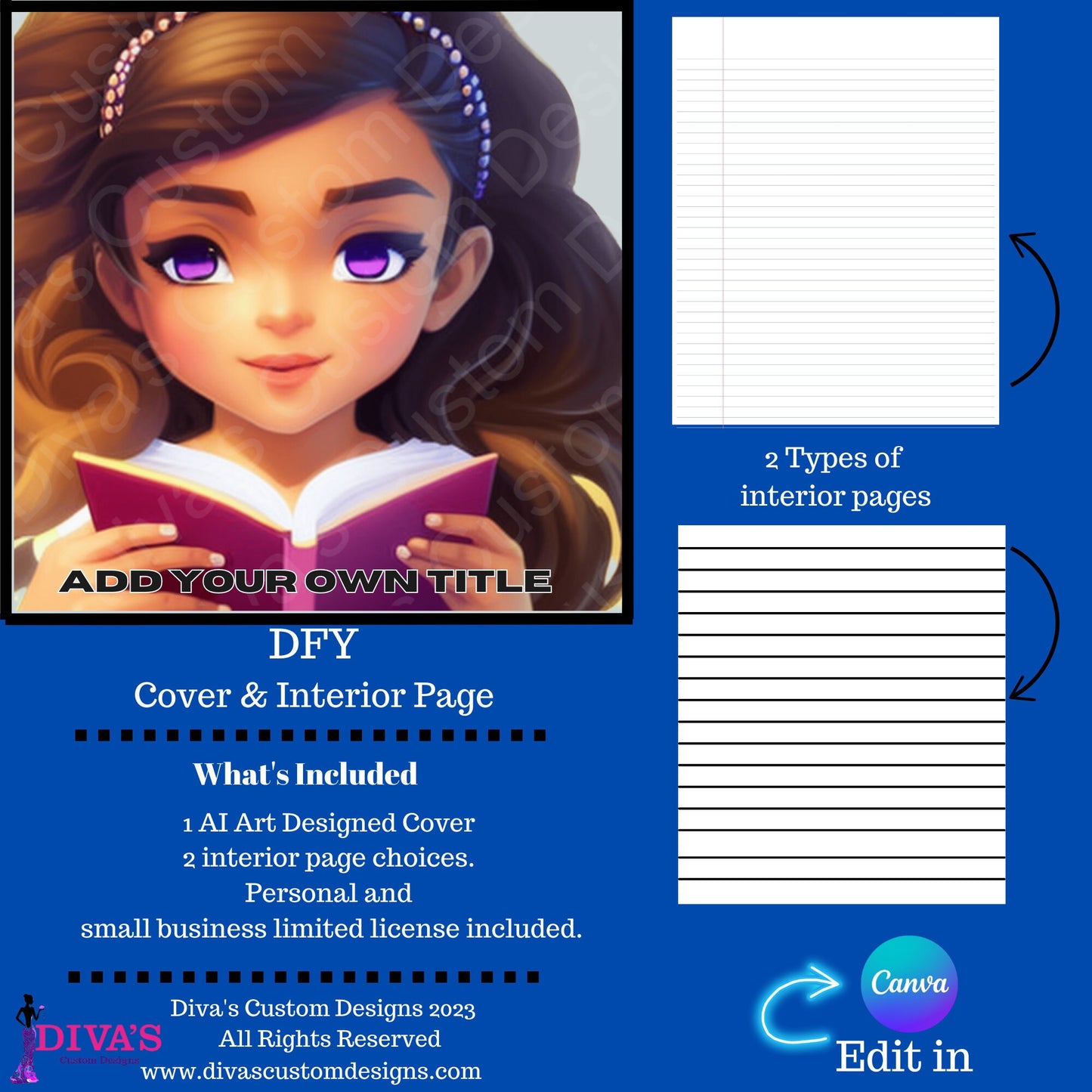 Unique DFY (Done For You)- Pre-designed Cover with Editable In Canva Interior Page. Includes Personal Small Busniess Commerical Use License