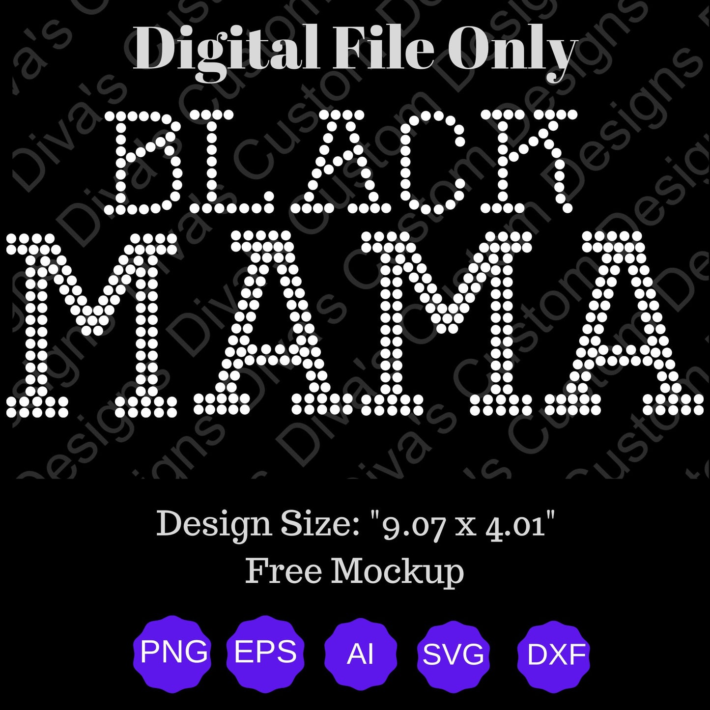 Black Mama Digital Rhinestone Download SVG PGN Cricut & Silhouette svg file ss10 Rhinestones Cut File Religion Cut File