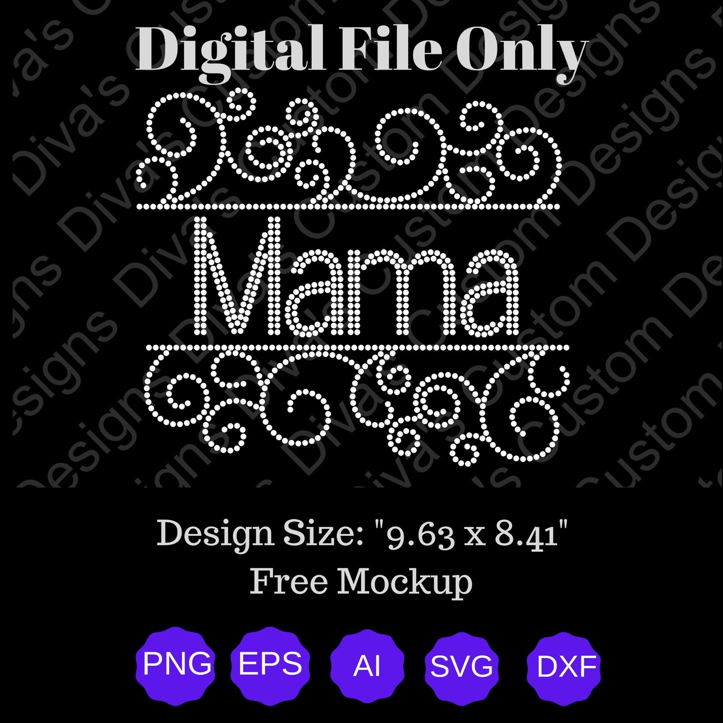 Mama Swirl Digital Rhinestone Download SVG PGN Cricut & Silhouette svg file ss10 Rhinestones Cut File Religion Cut File