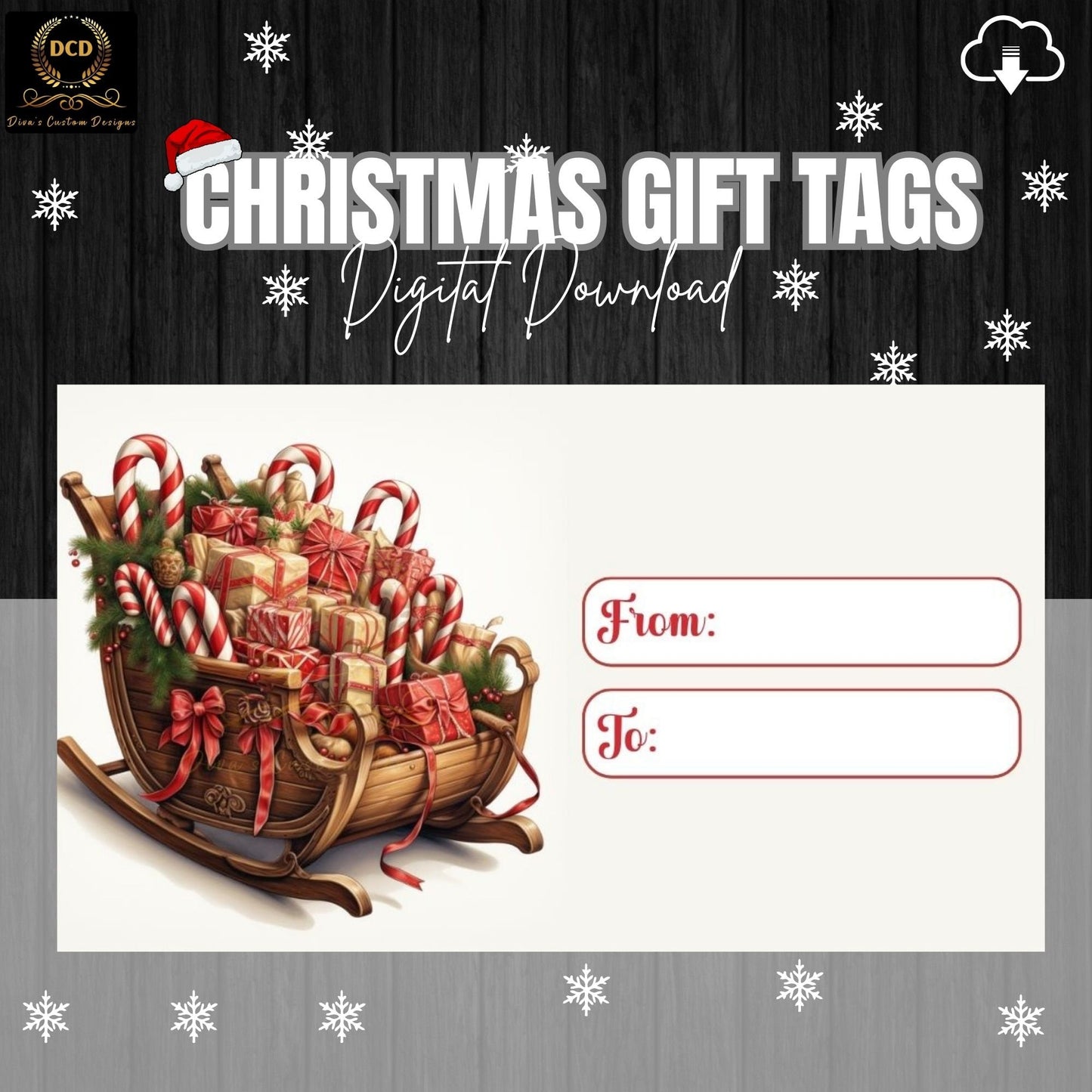 Christmas Gift Tag4, Digital Download, High-Quality PNG, JPEG Files| Limited Commercial & Personal Use | Printable Christmas Gift Tags |