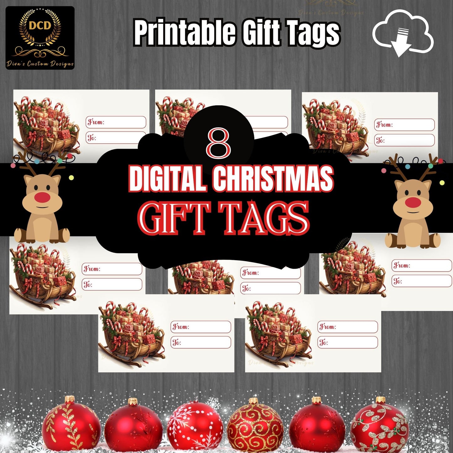 Christmas Gift Tag4, Digital Download, High-Quality PNG, JPEG Files| Limited Commercial & Personal Use | Printable Christmas Gift Tags |