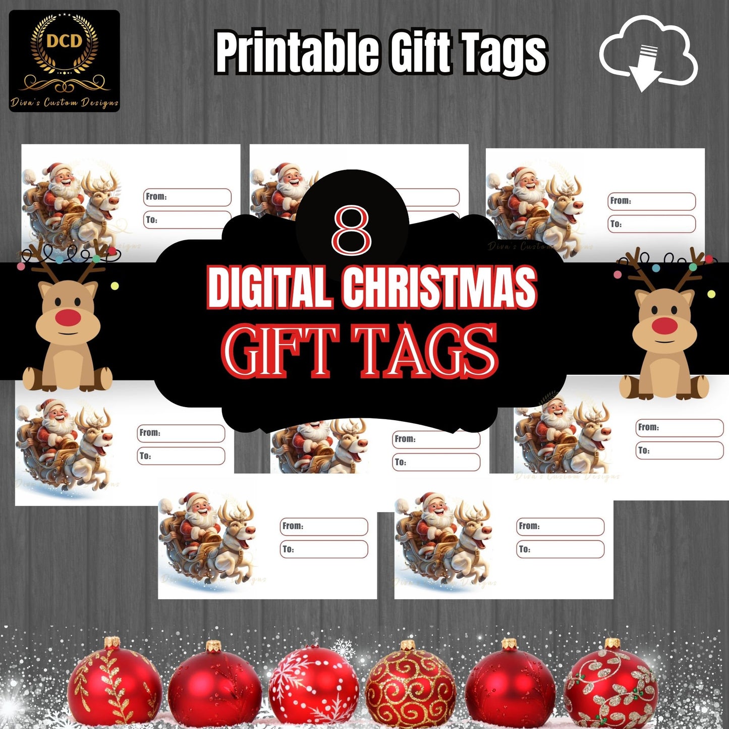 Christmas Gift Tag2, Digital Download, High-Quality PNG, JPEG Files| Limited Commercial & Personal Use | Printable Christmas Gift Tags |