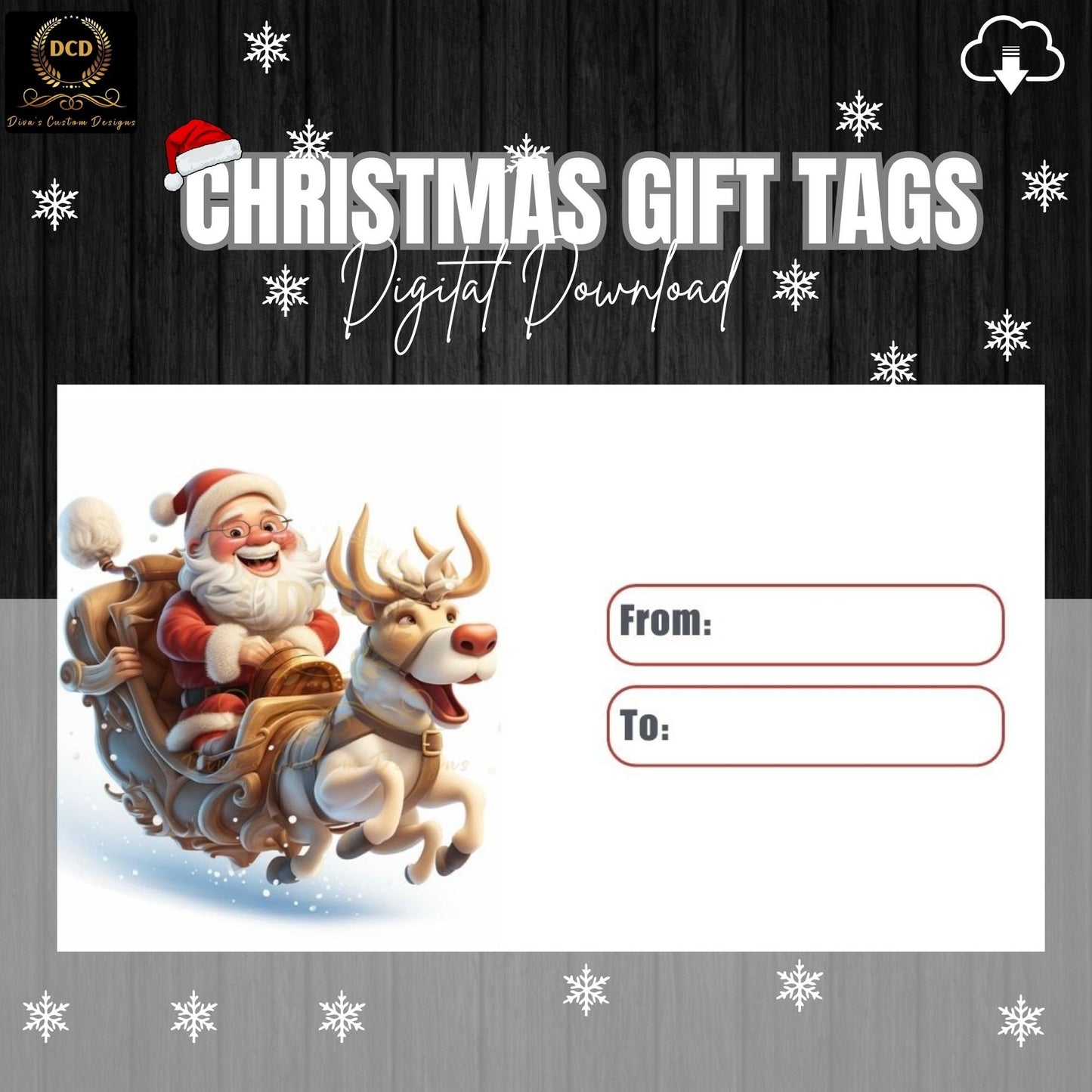 Christmas Gift Tag2, Digital Download, High-Quality PNG, JPEG Files| Limited Commercial & Personal Use | Printable Christmas Gift Tags |