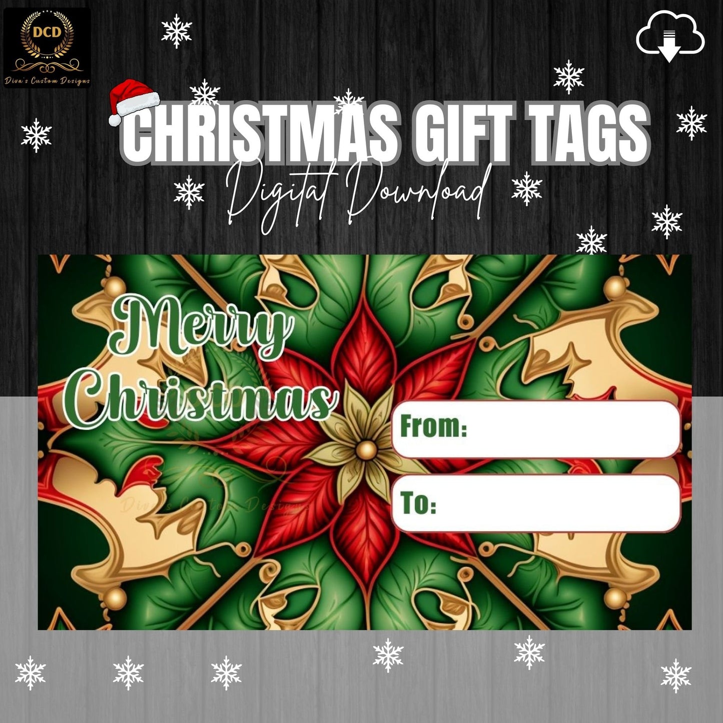 Christmas Gift Tag3, Digital Download, High-Quality PNG, JPEG Files| Limited Commercial & Personal Use | Printable Christmas Gift Tags |