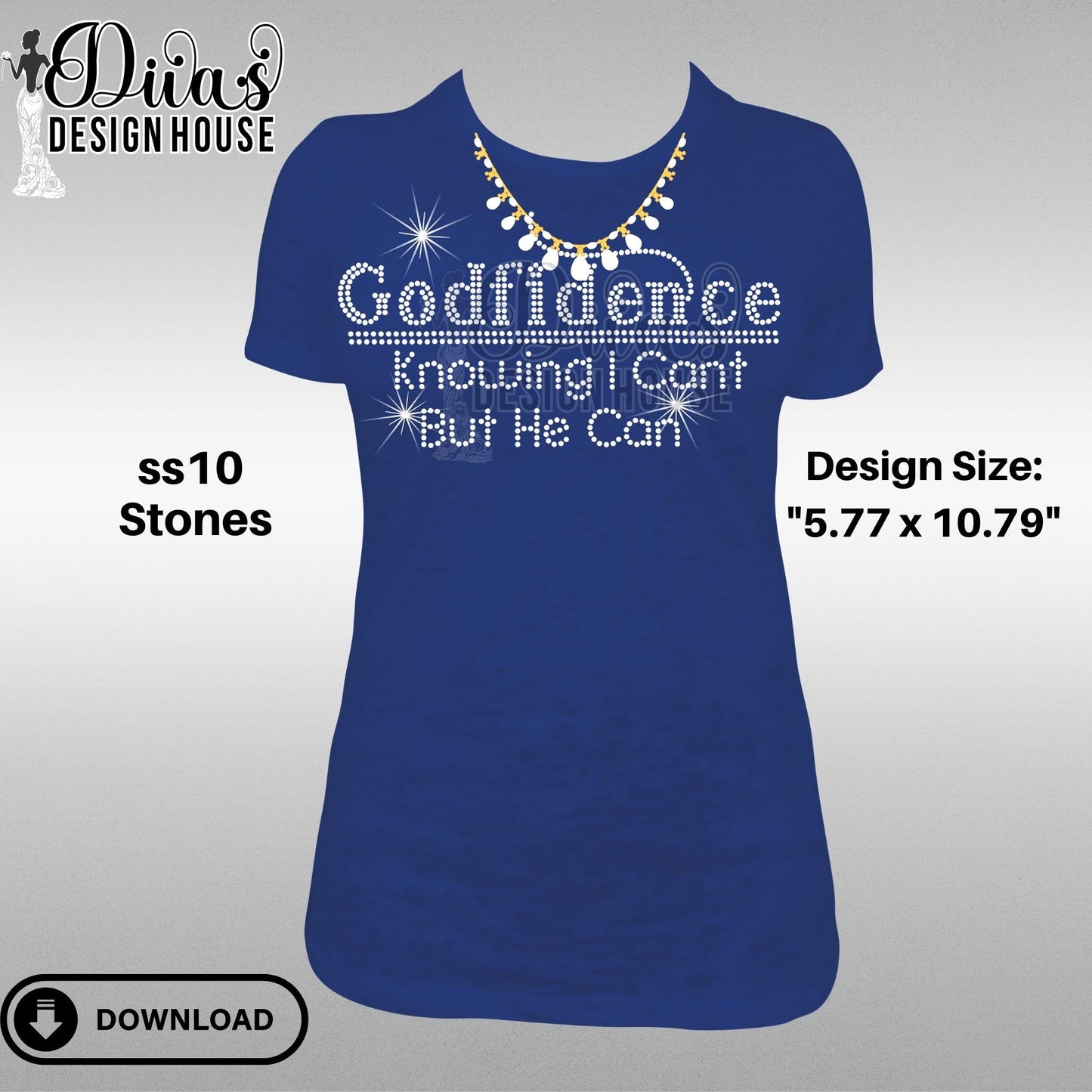 Godfidence Digital Rhinestone Download | SVG | PGN | Cricut & Silhouette svg file | SS10 Rhinestone file| Religious Rhinestone Design |
