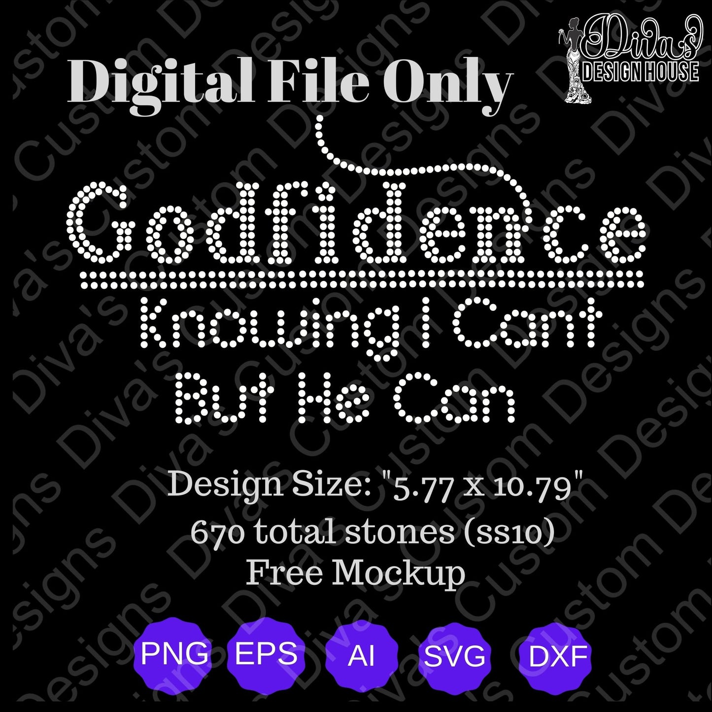 Godfidence Digital Rhinestone Download | SVG | PGN | Cricut & Silhouette svg file | SS10 Rhinestone file| Religious Rhinestone Design |