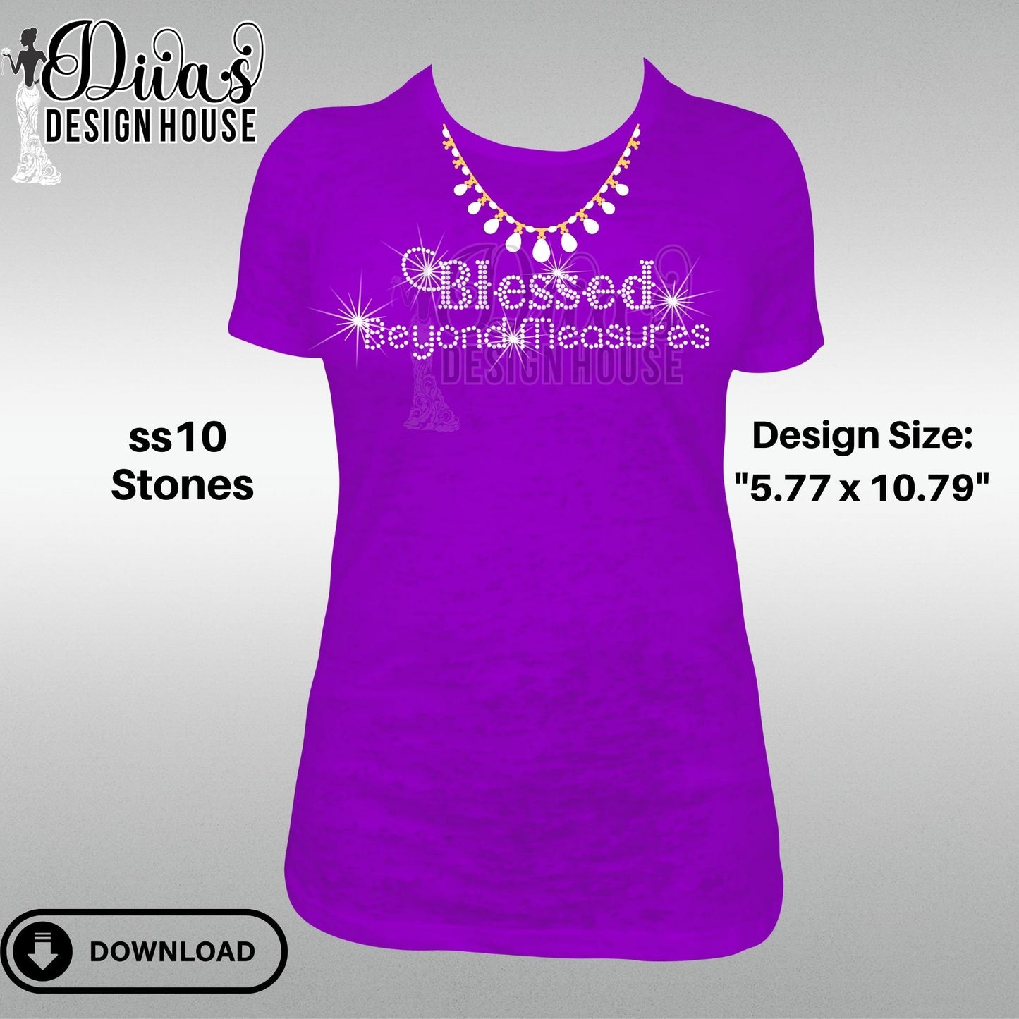 Blessed Beyond Measures Digital Rhinestone Download | SVG | PGN | Cricut & Silhouette svg file | SS10 Rhinestone file|