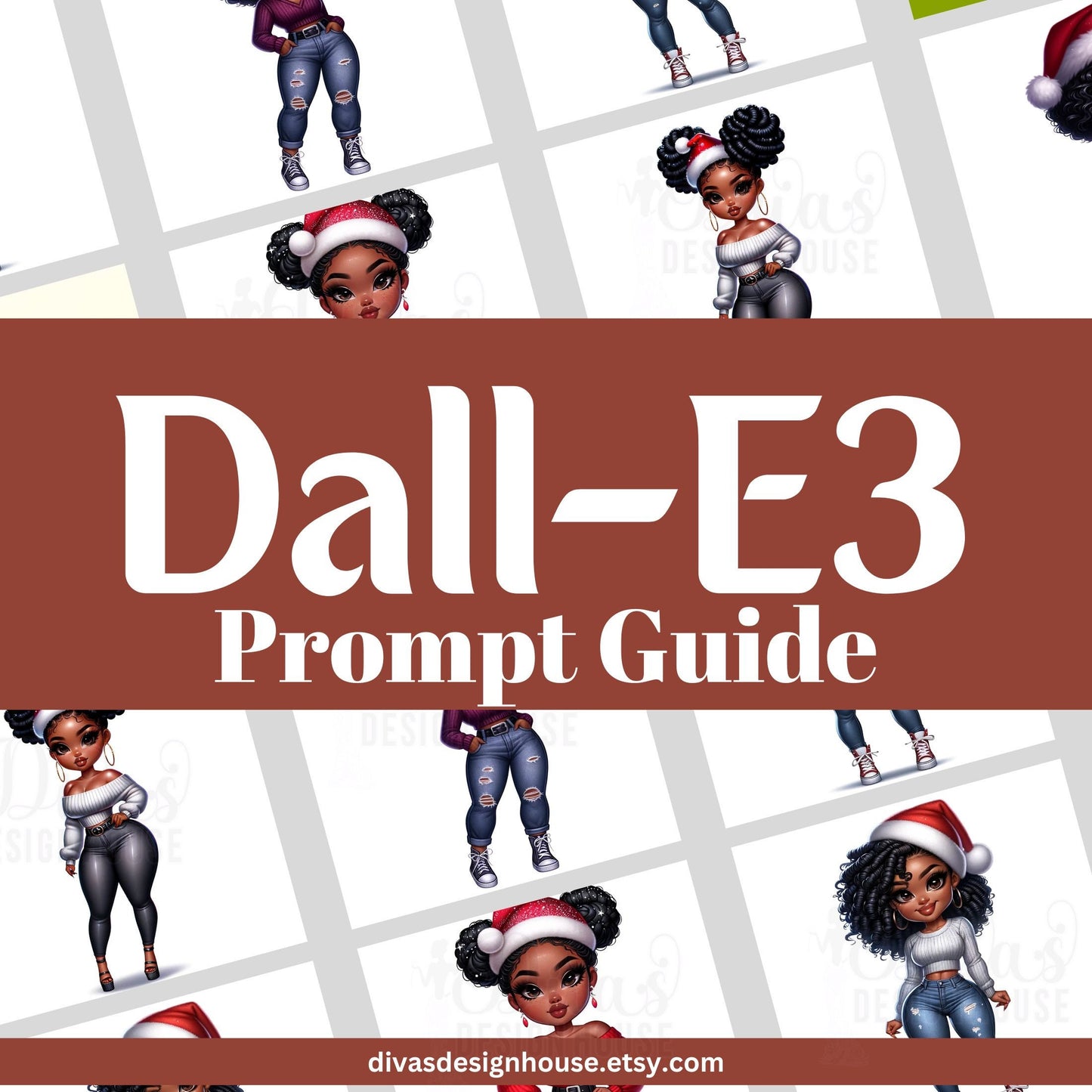 Melanin Women Xmas DALLE3 Prompt Guide | 5 Images | 5 Prompts | Includes a ChatGPT Prompt to Help Your Created Unlimited Prompts | MidJounry