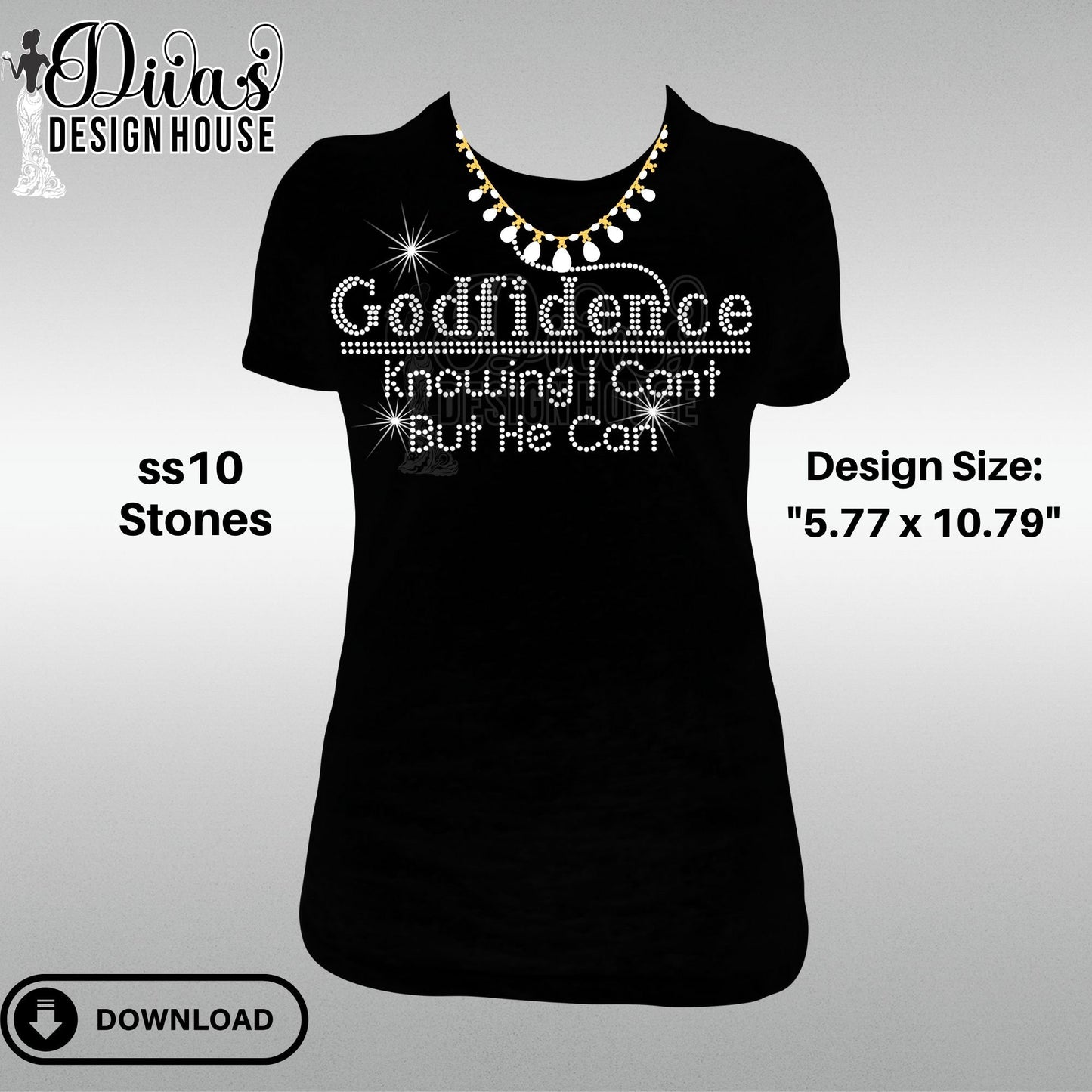 Godfidence Digital Rhinestone Download | SVG | PGN | Cricut & Silhouette svg file | SS10 Rhinestone file| Religious Rhinestone Design |