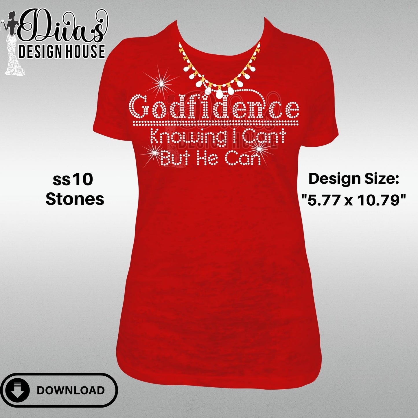 Godfidence Digital Rhinestone Download | SVG | PGN | Cricut & Silhouette svg file | SS10 Rhinestone file| Religious Rhinestone Design |