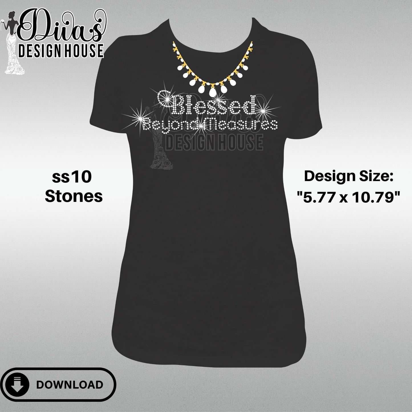Blessed Beyond Measures Digital Rhinestone Download | SVG | PGN | Cricut & Silhouette svg file | SS10 Rhinestone file|