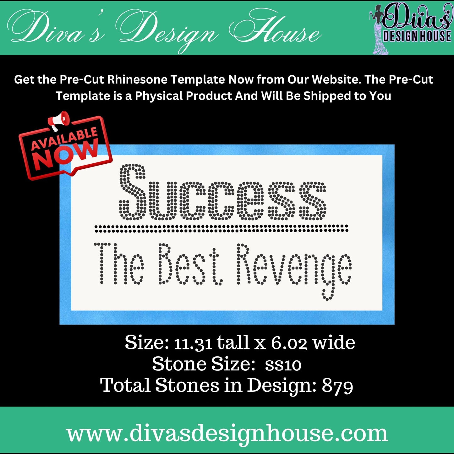 Success The Best Revenge Digital Rhinestone Download| SVG| PNG| Cricut & Silhouette| Svg File| ss10 Rhinestones Cut File|
