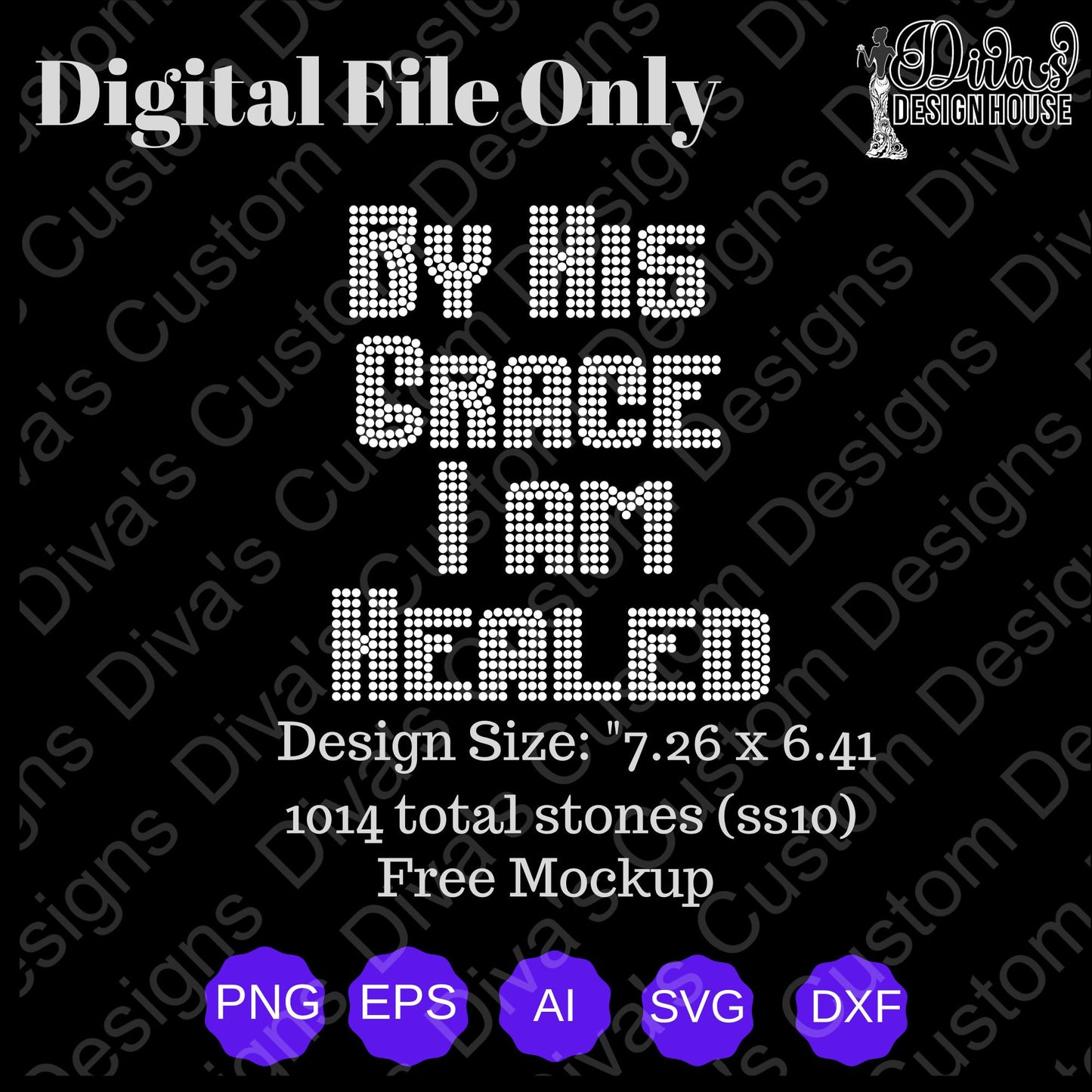 By His Grace Digital Rhinestone Download| SVG| PNG| Cricut & Silhouette| Svg File| ss10 Rhinestones Cut File| Religion Rhinestone Cut Files