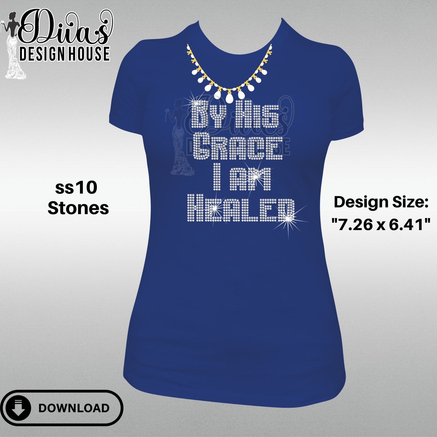 By His Grace Digital Rhinestone Download| SVG| PNG| Cricut & Silhouette| Svg File| ss10 Rhinestones Cut File| Religion Rhinestone Cut Files
