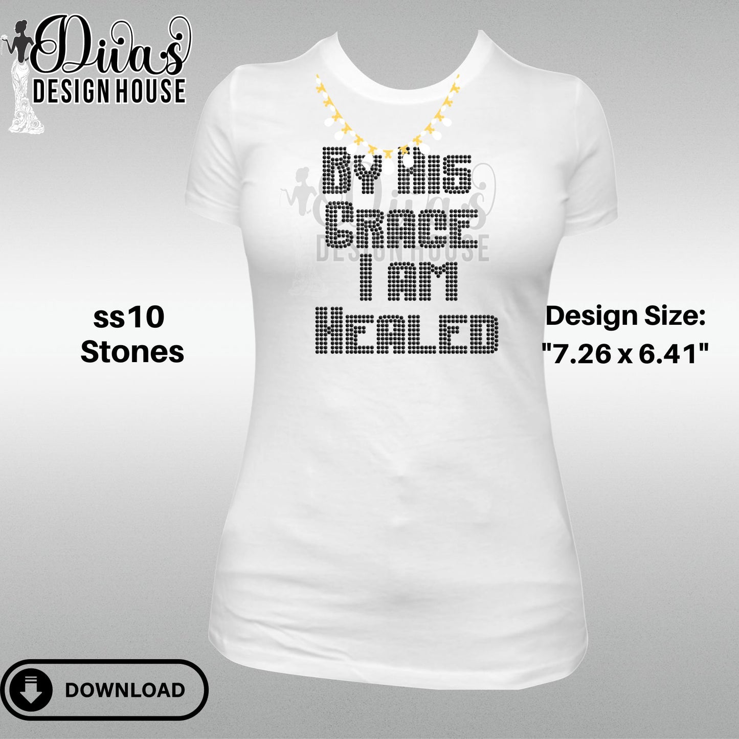 By His Grace Digital Rhinestone Download| SVG| PNG| Cricut & Silhouette| Svg File| ss10 Rhinestones Cut File| Religion Rhinestone Cut Files