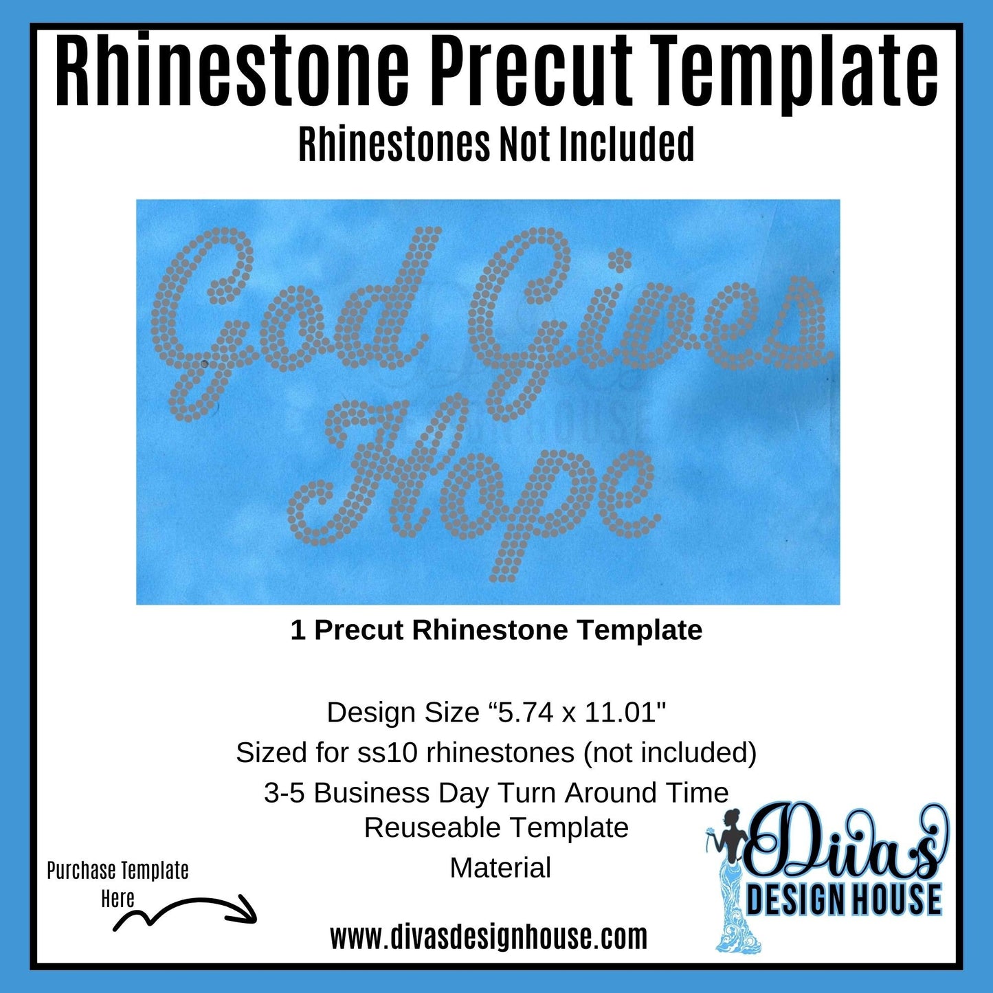God Gives Hope Digital Rhinestone Download| SVG| PNG| Cricut & Silhouette| SVG file| ss10 Rhinestones Cut File| Melanin Rhinestone File|