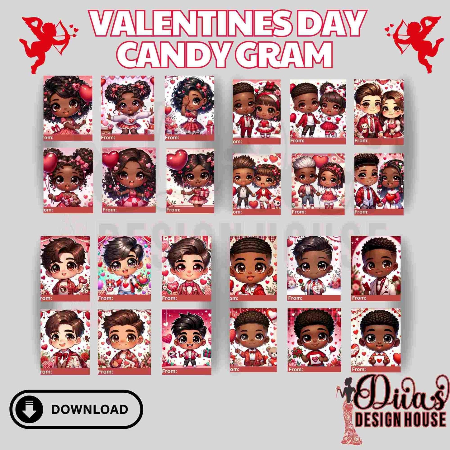 Valentines Candy Gram Printable| Kids Craft| Valentines Day| Diy Kids Craft| PNG Kids Craft| Digital Download| PNG File