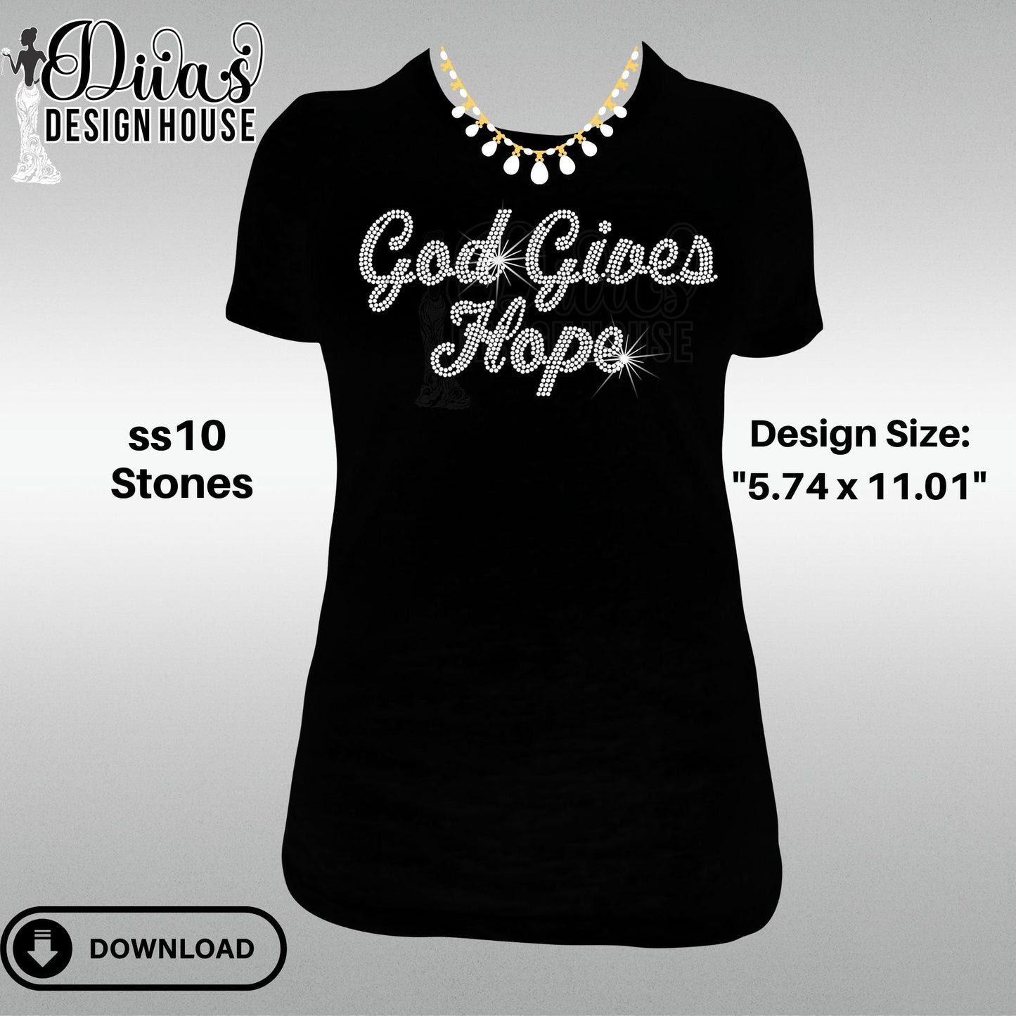 God Gives Hope Digital Rhinestone Download| SVG| PNG| Cricut & Silhouette| SVG file| ss10 Rhinestones Cut File| Melanin Rhinestone File|