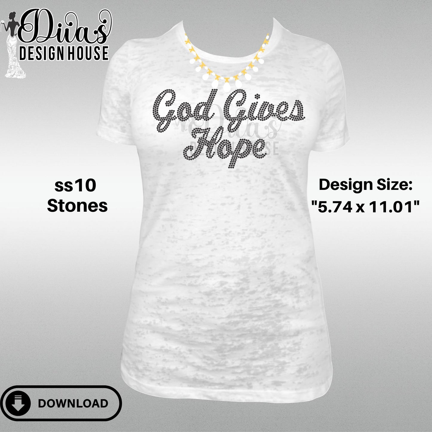 God Gives Hope Digital Rhinestone Download| SVG| PNG| Cricut & Silhouette| SVG file| ss10 Rhinestones Cut File| Melanin Rhinestone File|