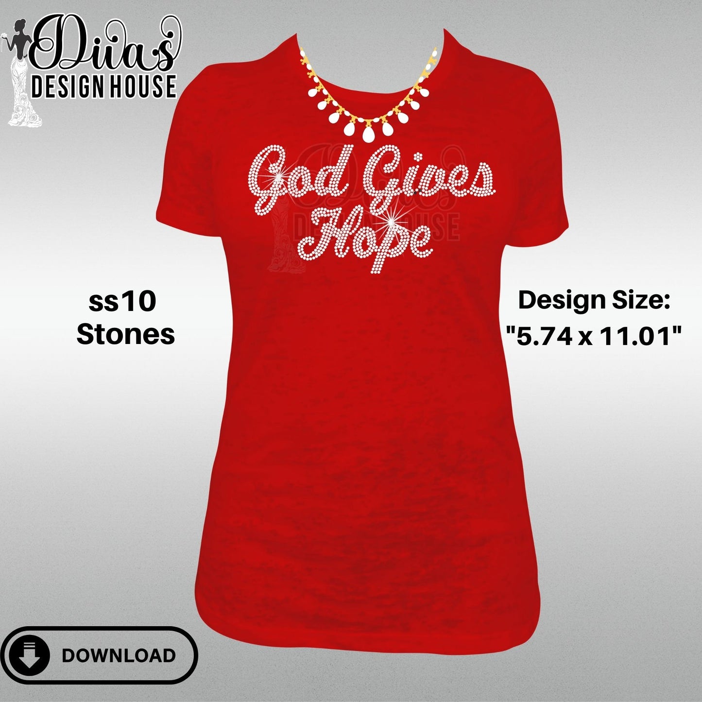 God Gives Hope Digital Rhinestone Download| SVG| PNG| Cricut & Silhouette| SVG file| ss10 Rhinestones Cut File| Melanin Rhinestone File|