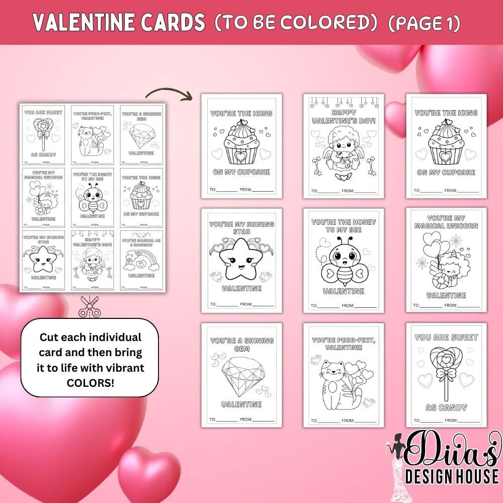 Valentines Coloring Candy Gram Printable| Kids Craft| Valentines Day| DIY Kids Craft| Kids Valentines| Digital Download| PNG File| Teachers