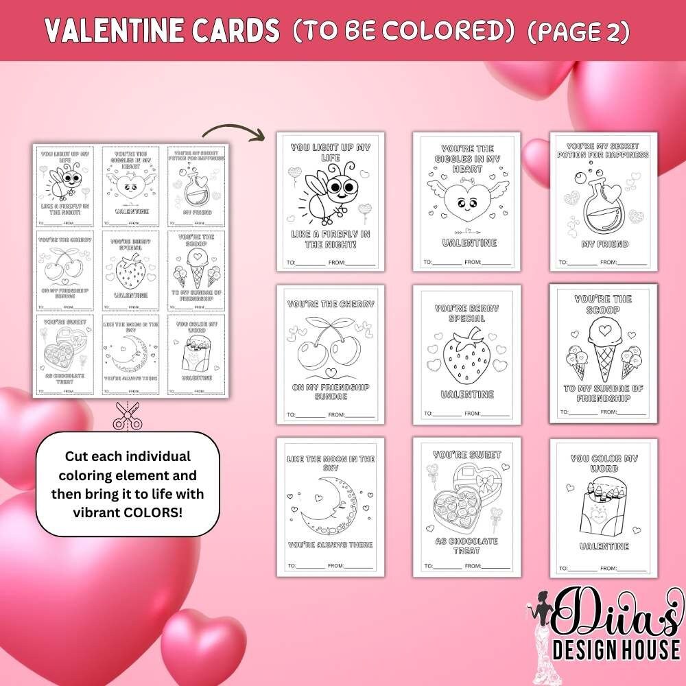 Valentines Coloring Candy Gram Printable| Kids Craft| Valentines Day| DIY Kids Craft| Kids Valentines| Digital Download| PNG File| Teachers