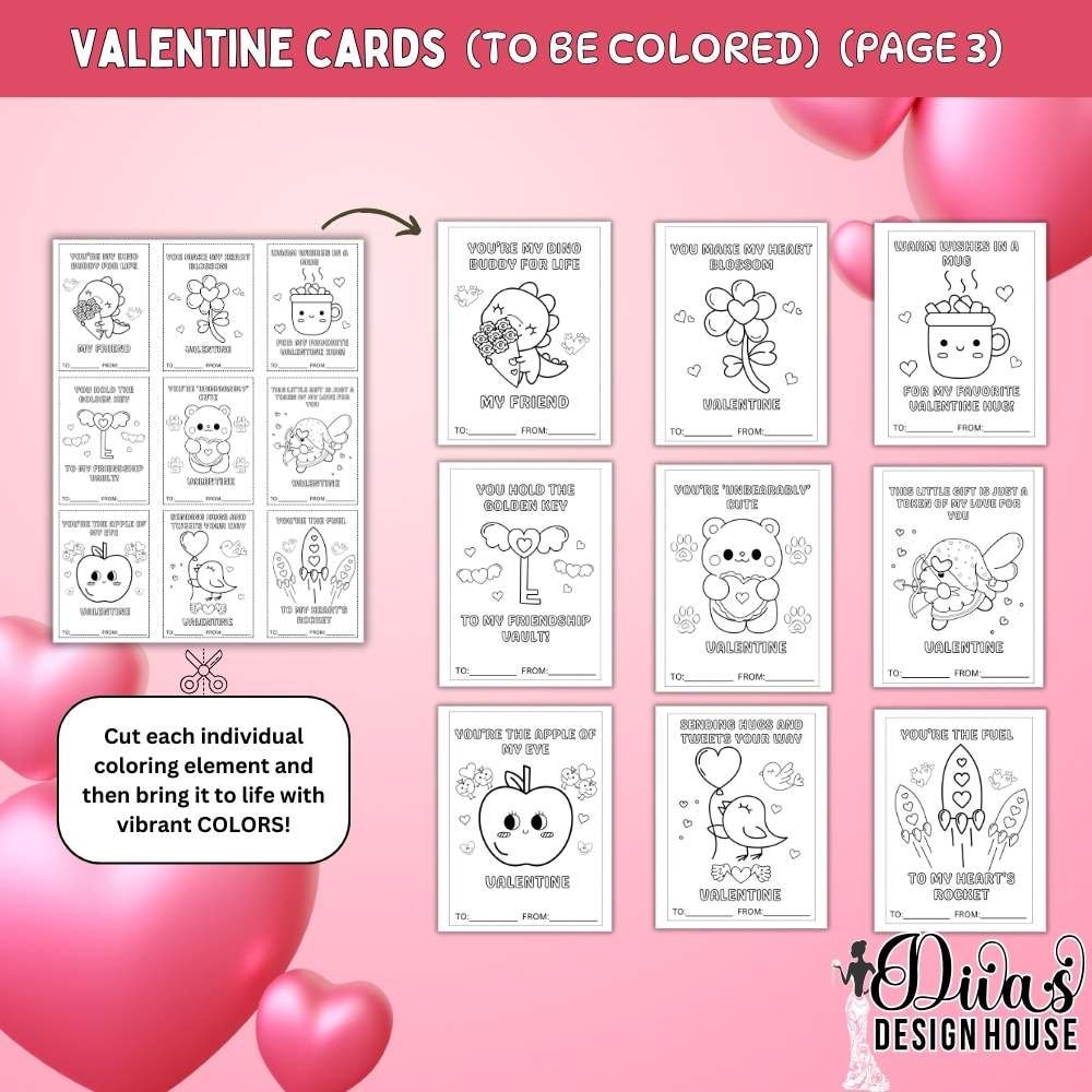 Valentines Coloring Candy Gram Printable| Kids Craft| Valentines Day| DIY Kids Craft| Kids Valentines| Digital Download| PNG File| Teachers