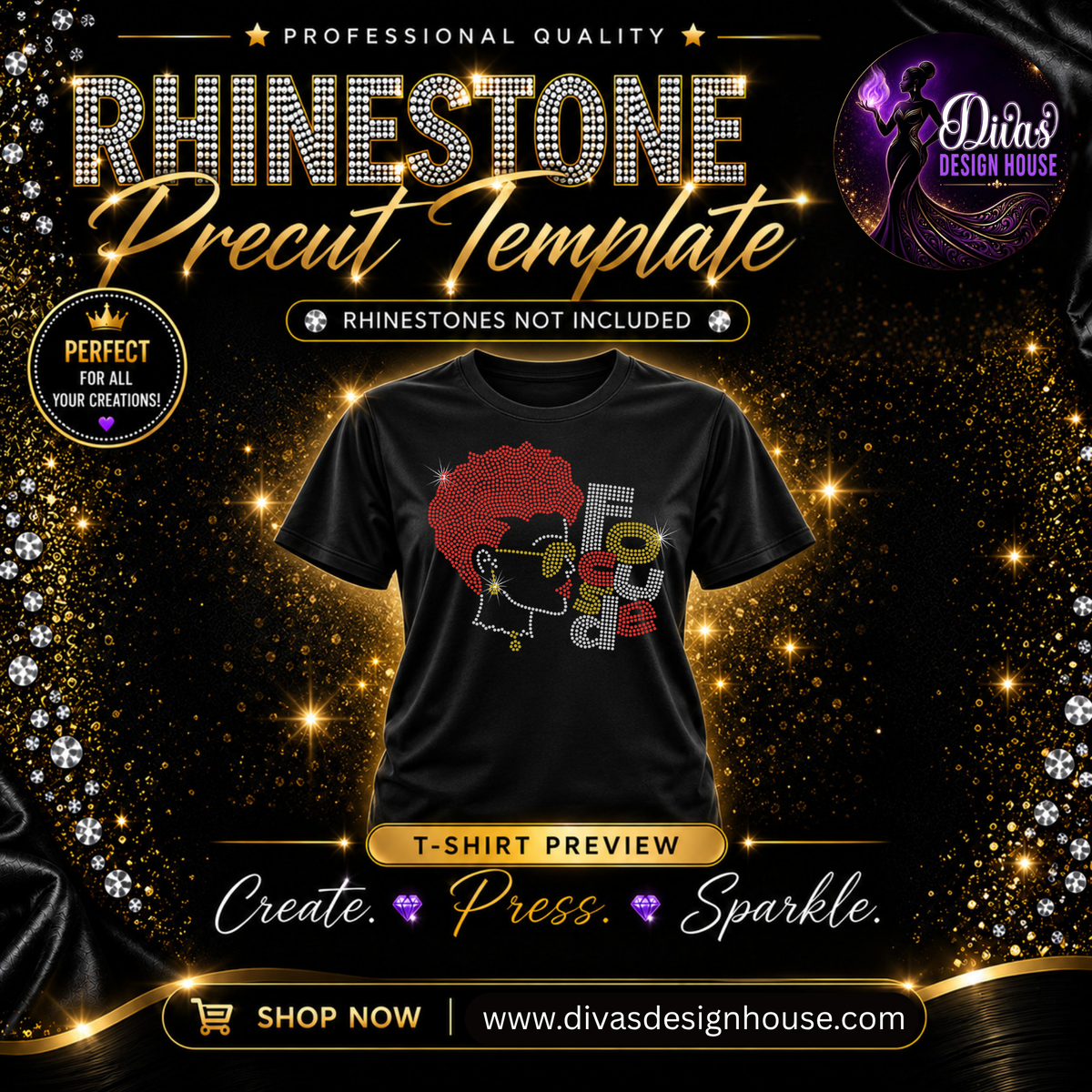 Focused | Precut Rhinestone Template | SS10