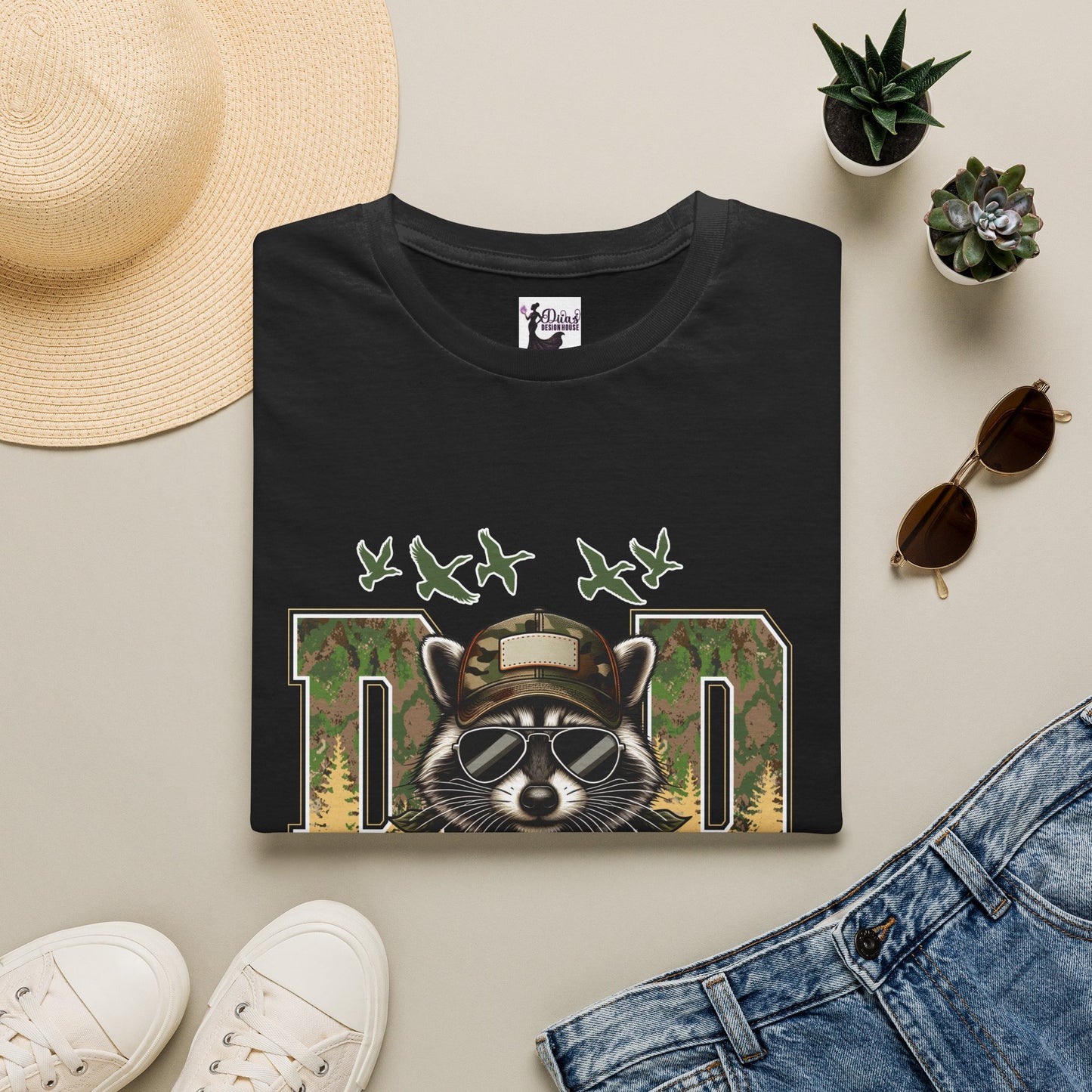 Dad Camouflage Raccoon T-Shirt — Hunting Dad Gift