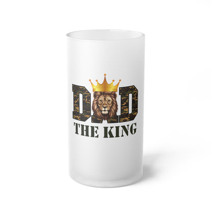 Frosted Beer Mug — "Dad The King" Lion Crown Father's Day Gift