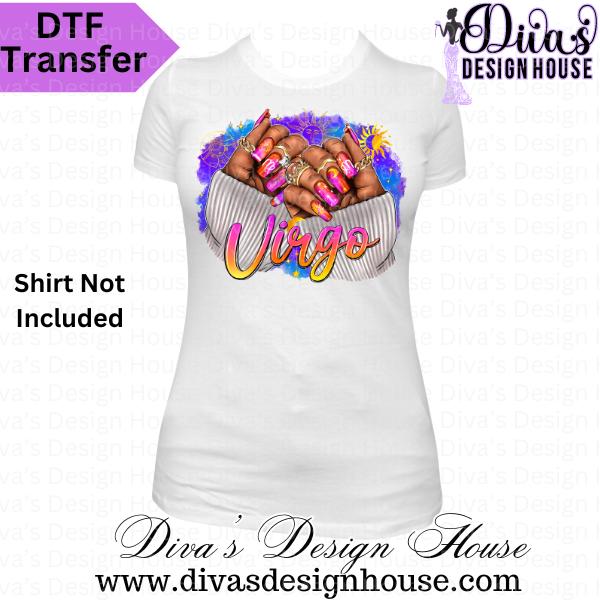 Virgo Zodiac Nails Ready to Press DTF Transfers