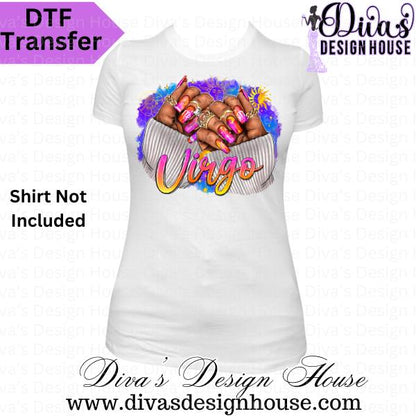 Virgo Zodiac Nails Ready to Press DTF Transfers