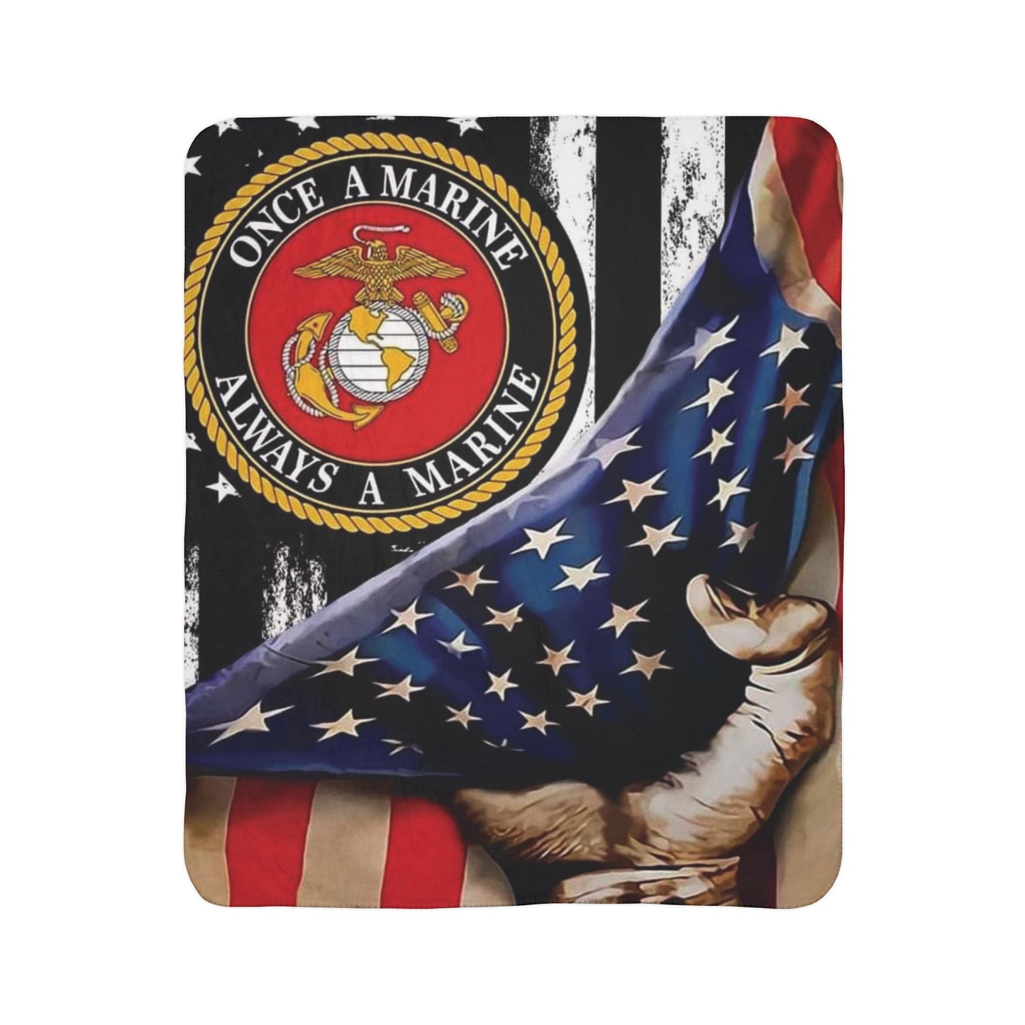 Once A Marine Always A Marine Fleece Sherpa Blanket – Patriotic USMC Throw